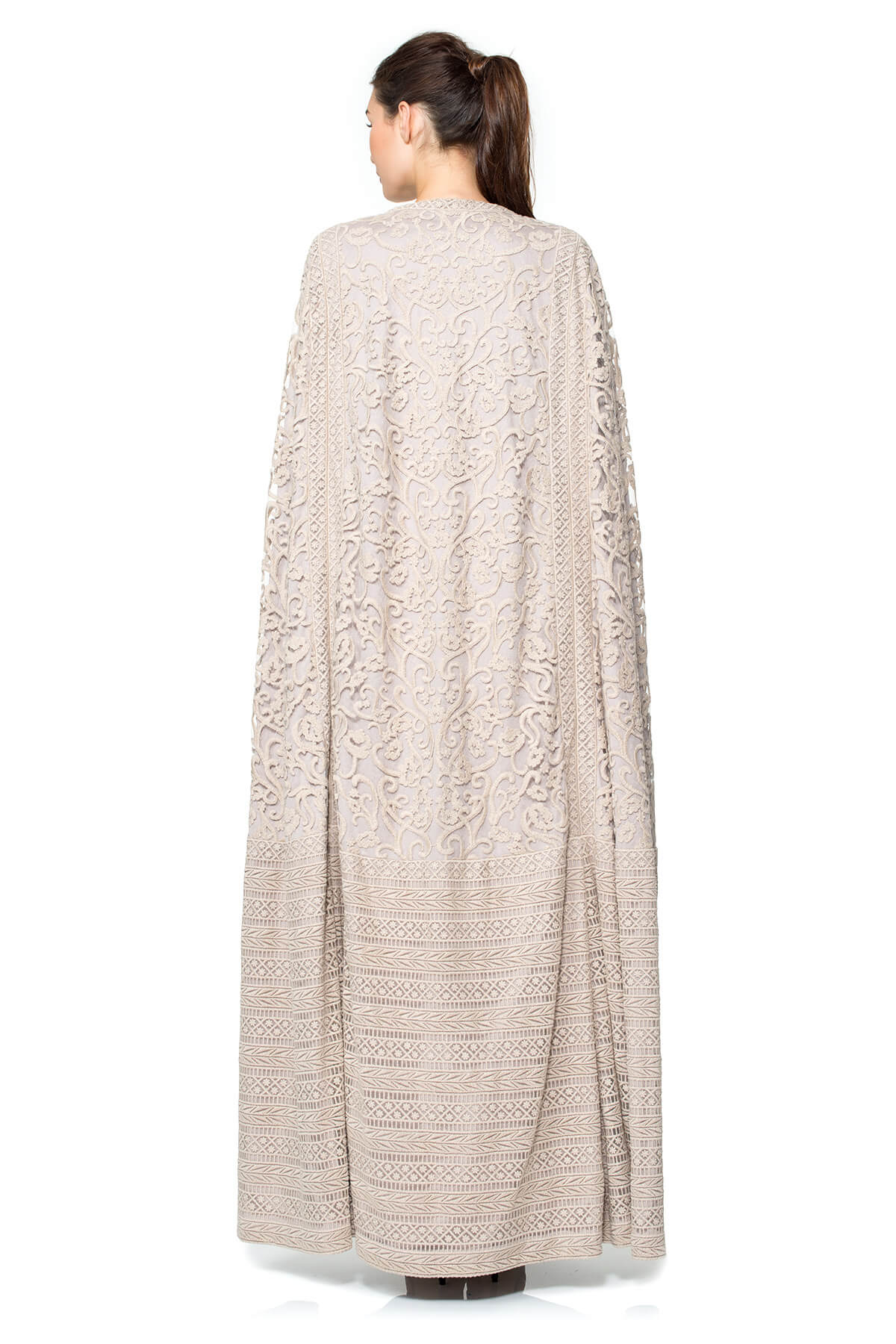 Crewel Embroidery on Tulle Cape