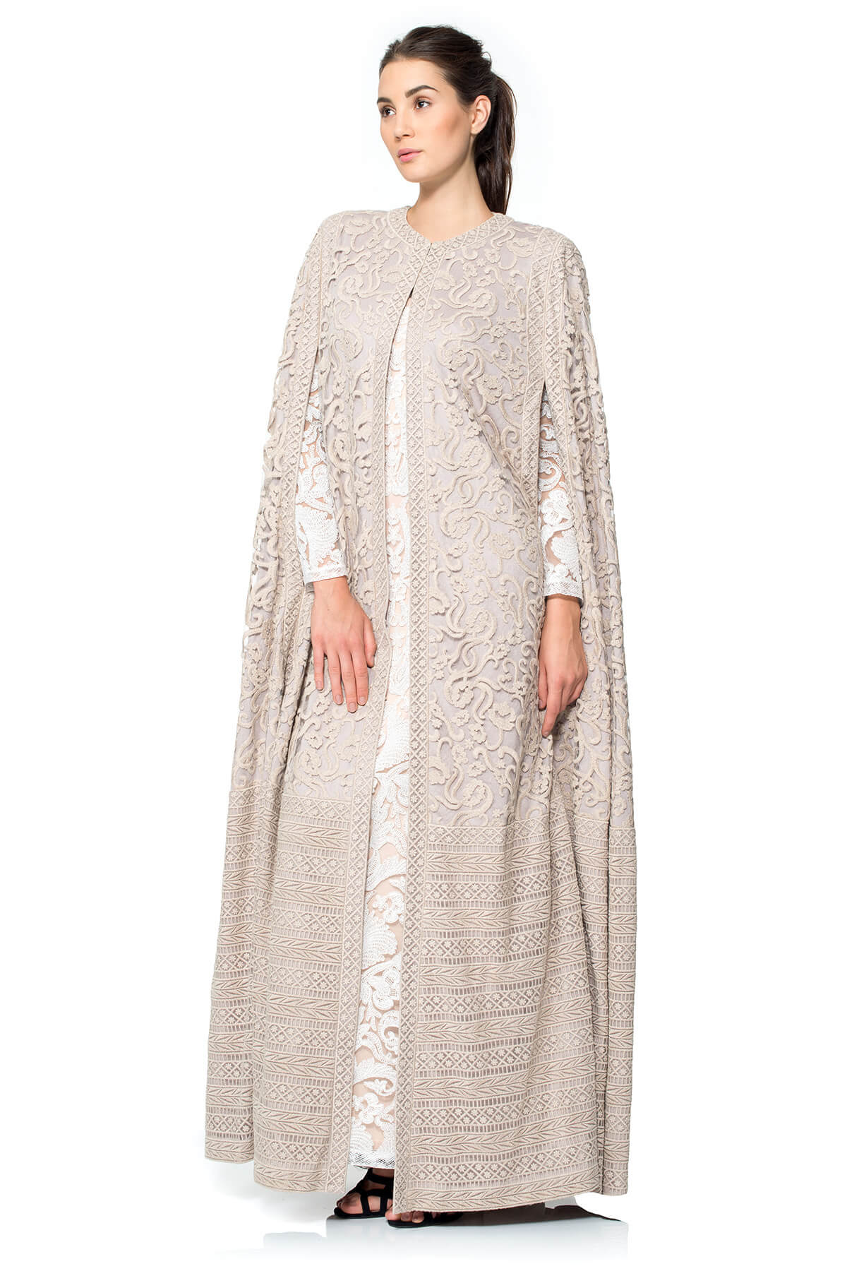 Crewel Embroidery on Tulle Cape
