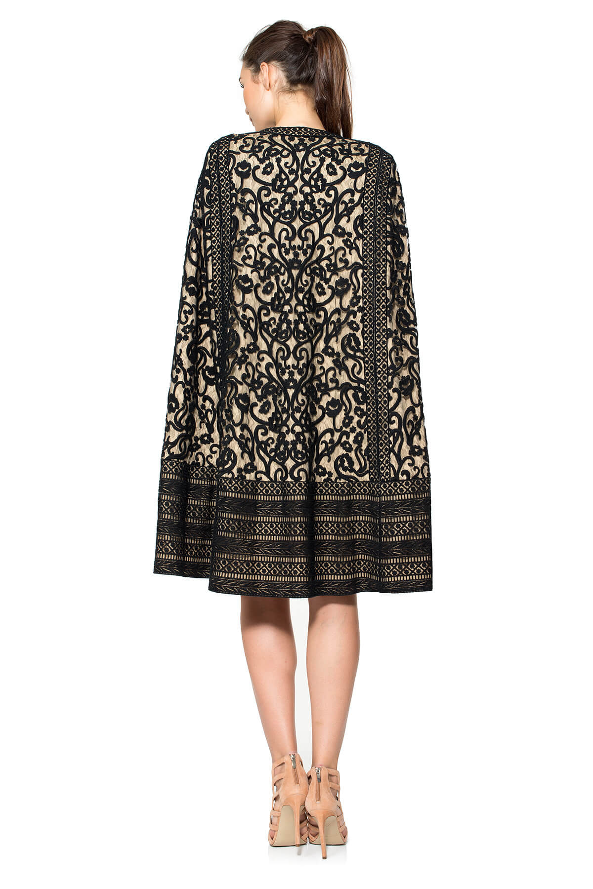 Crewel Embroidery on Tulle Cape
