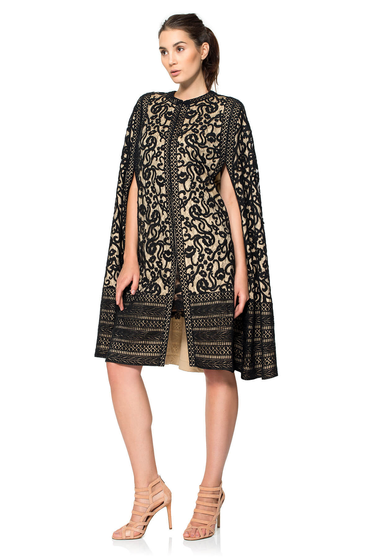 Crewel Embroidery on Tulle Cape