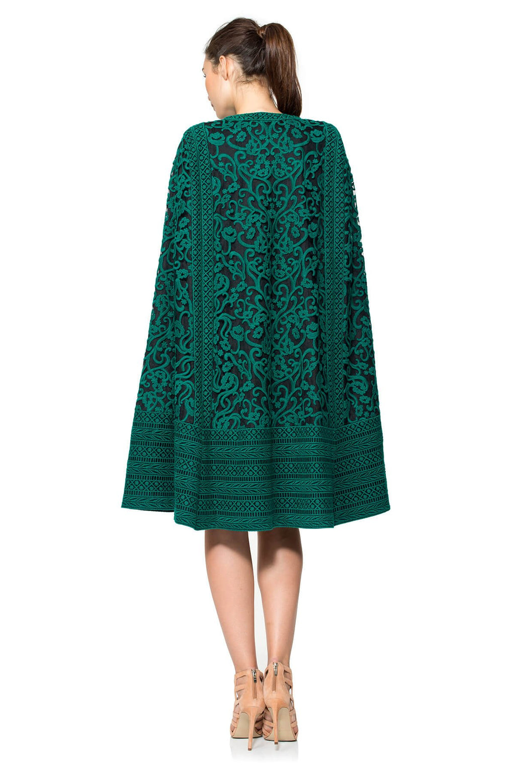 Crewel Embroidery on Tulle Cape