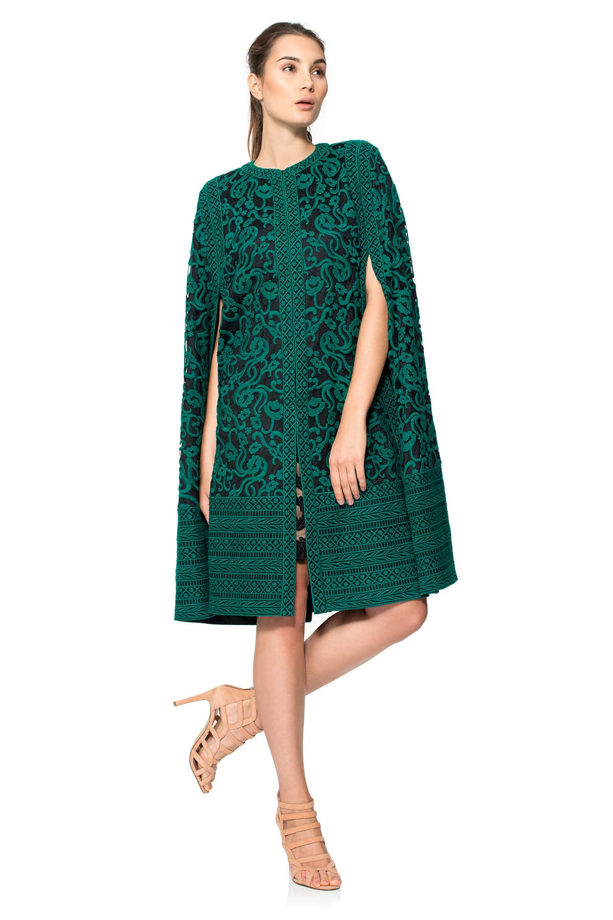 Crewel Embroidery on Tulle Cape