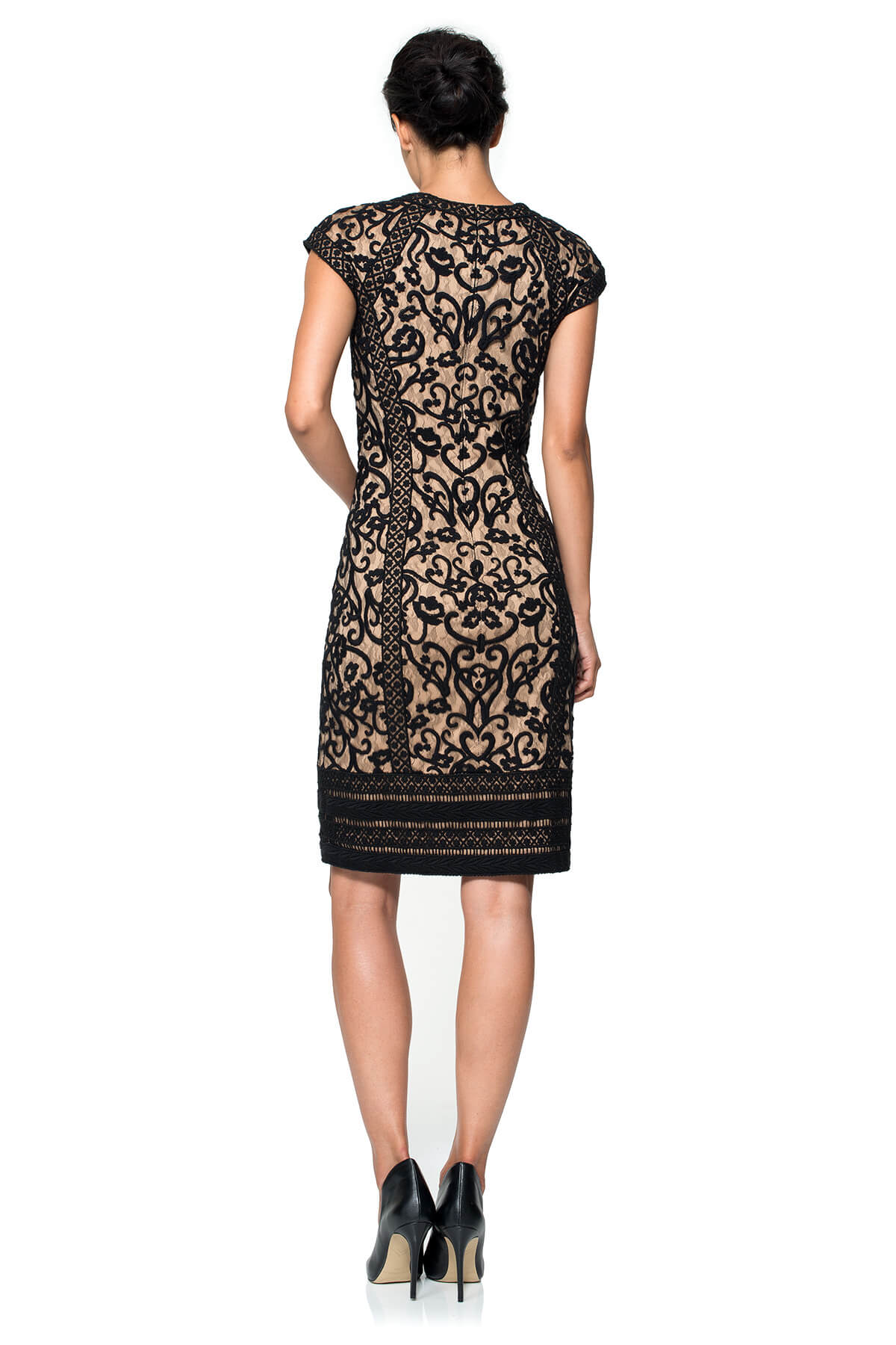 Crewel Embroidery on Tulle Cap Sleeve Dress