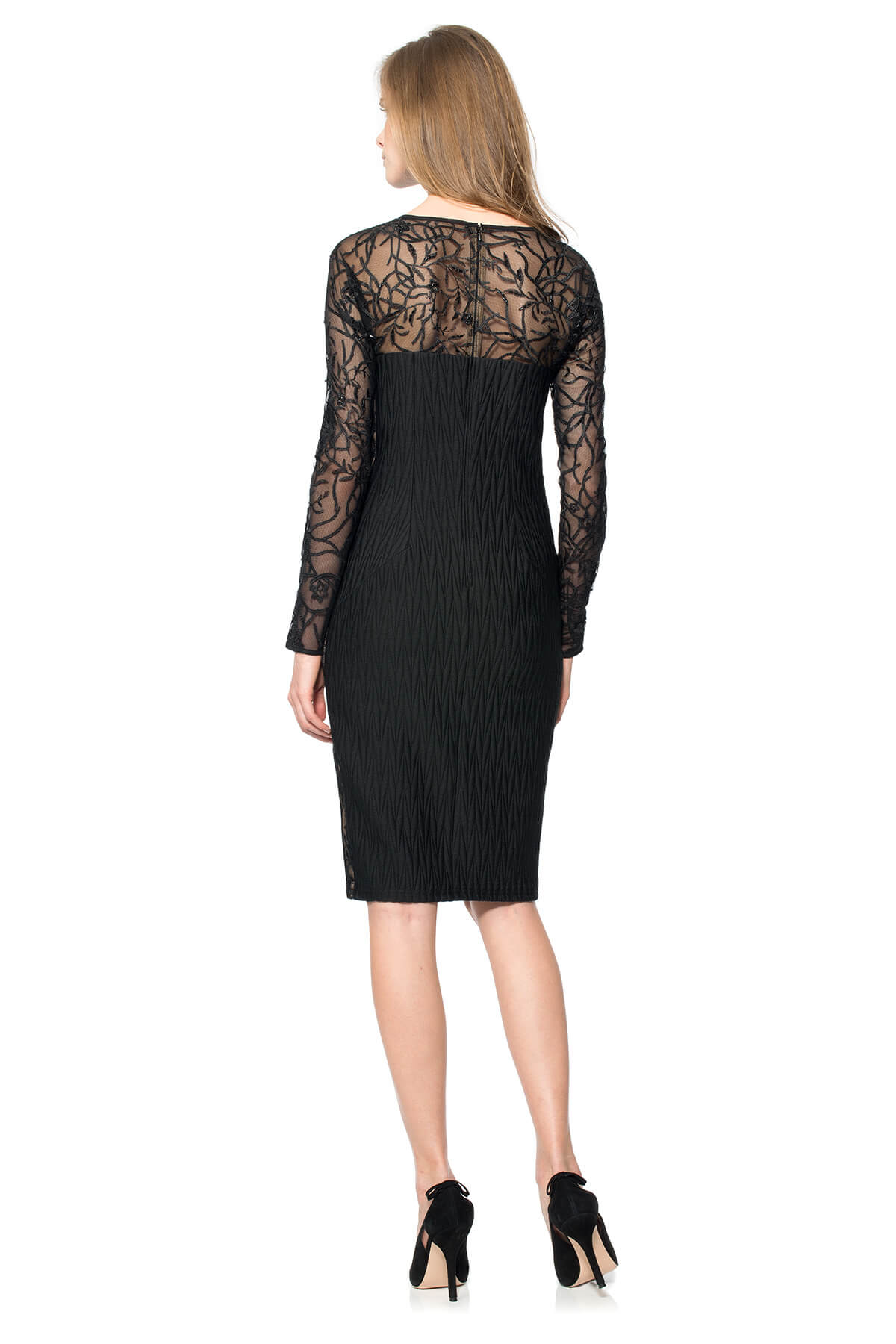 Sheer Illusion Long Sleeve Dress