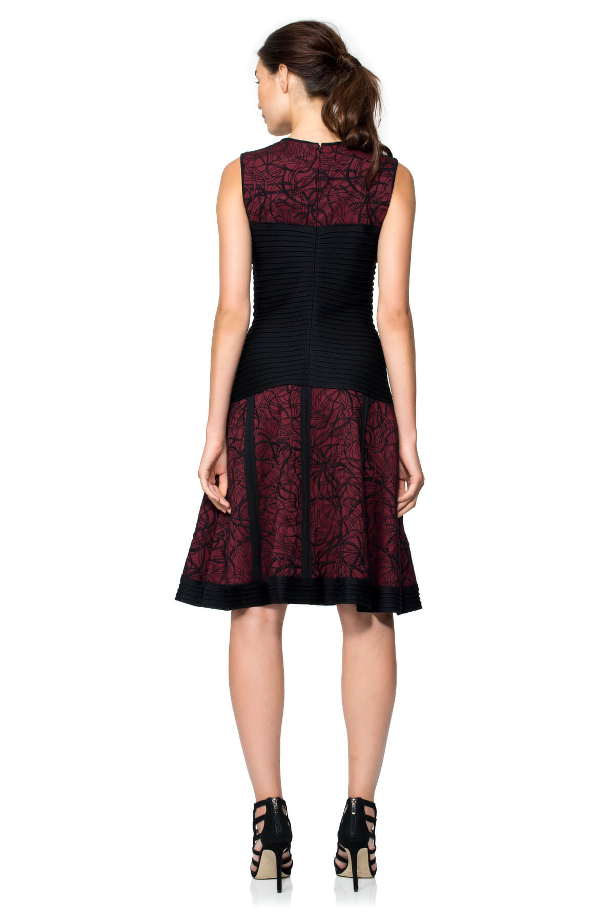 Embroidered Neoprene A-Line Dress