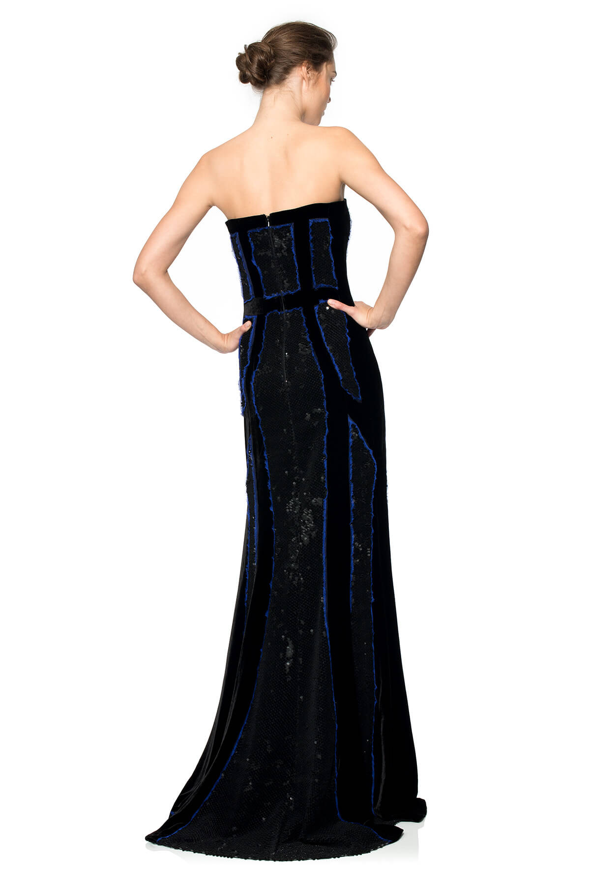Velvet Paillette Strapless Gown