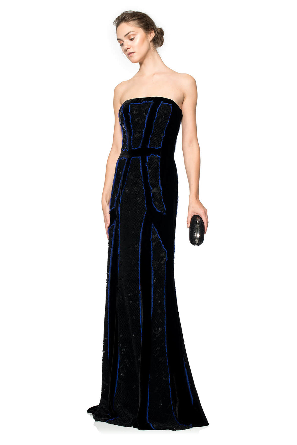 Velvet Paillette Strapless Gown