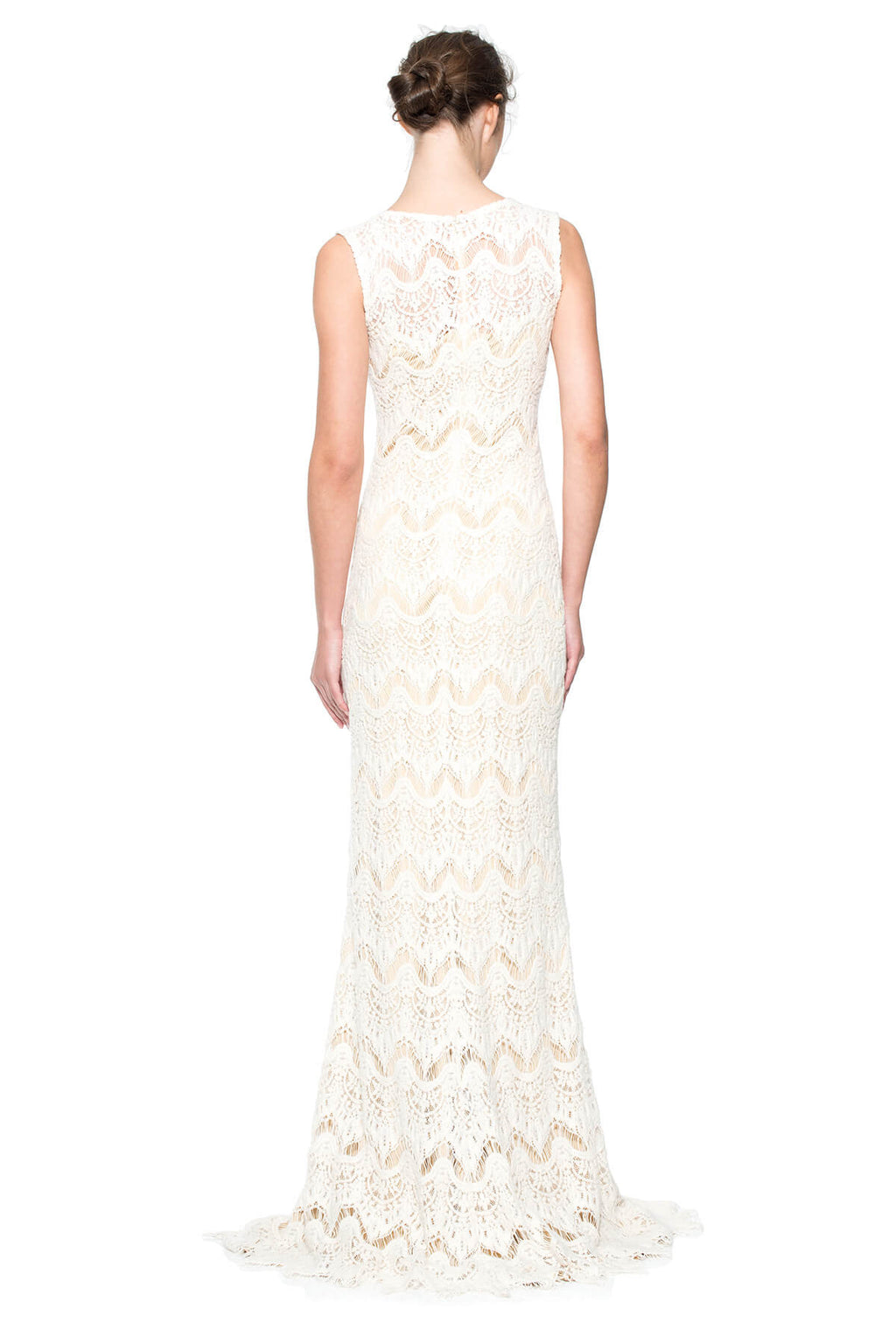 Brushed Lace Sleeveless Column Gown