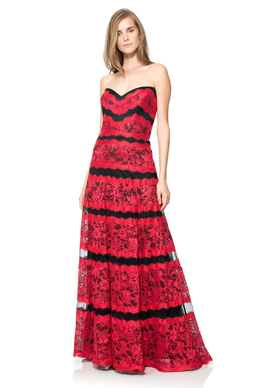 Rachel Lace Banded Sweetheart Neck Strapless Gown