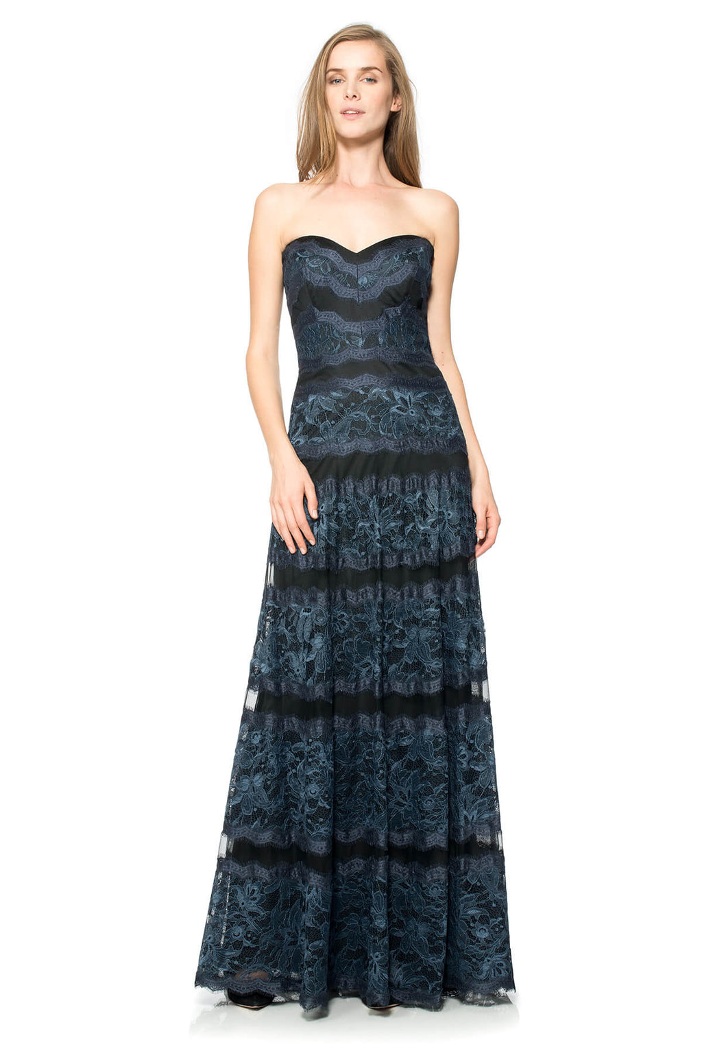 Rachel Lace Banded Sweetheart Neck Strapless Gown