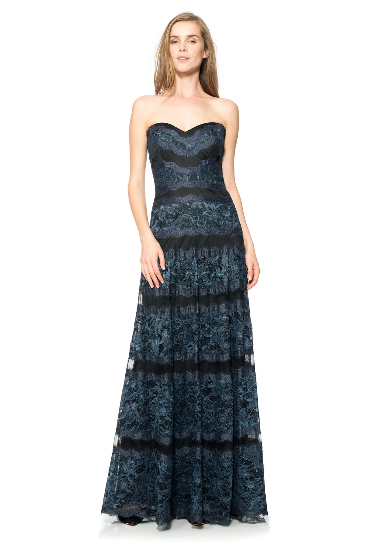 Rachel Lace Banded Sweetheart Neck Strapless Gown