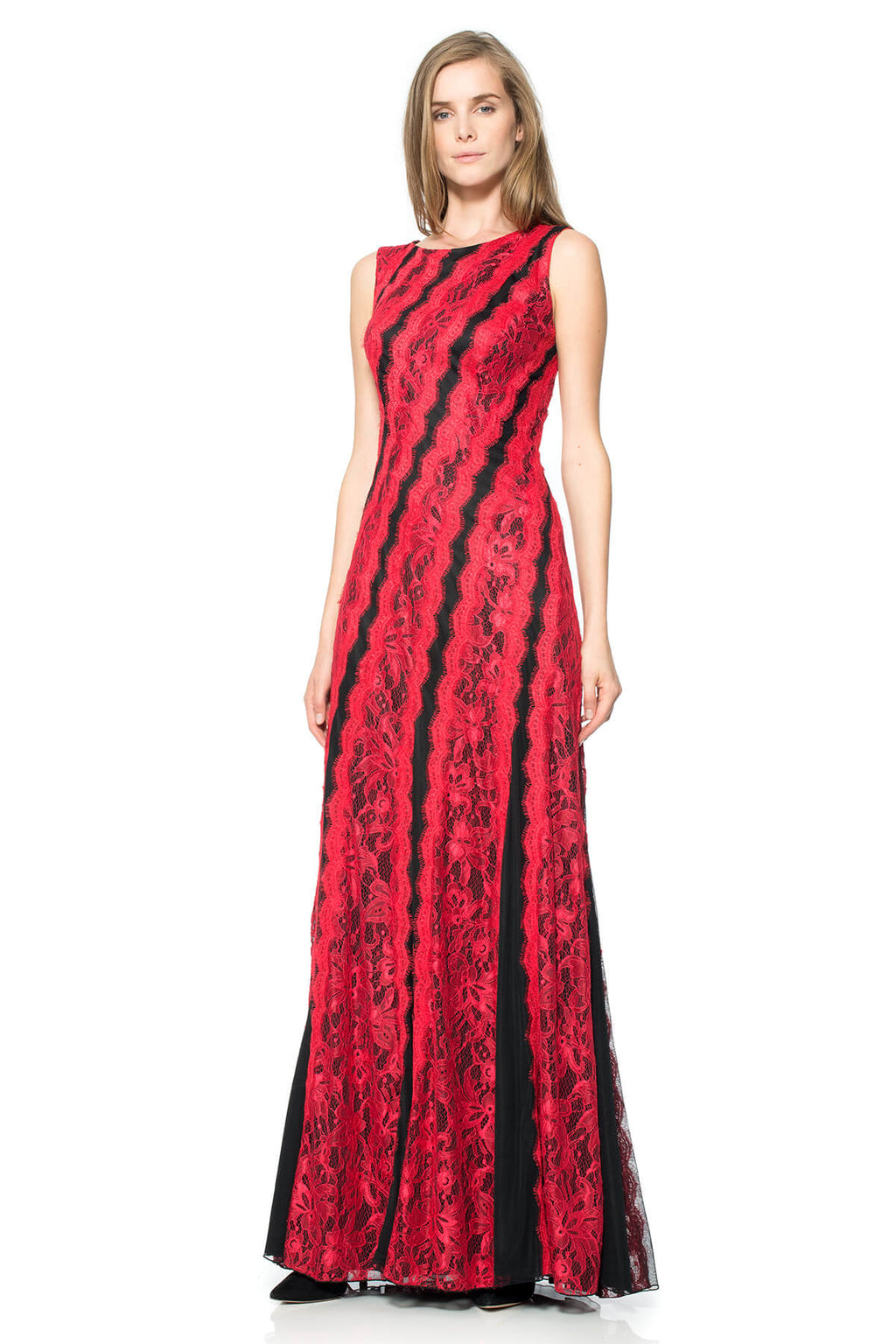 Rachel Lace Asymmetric Paneled Gown