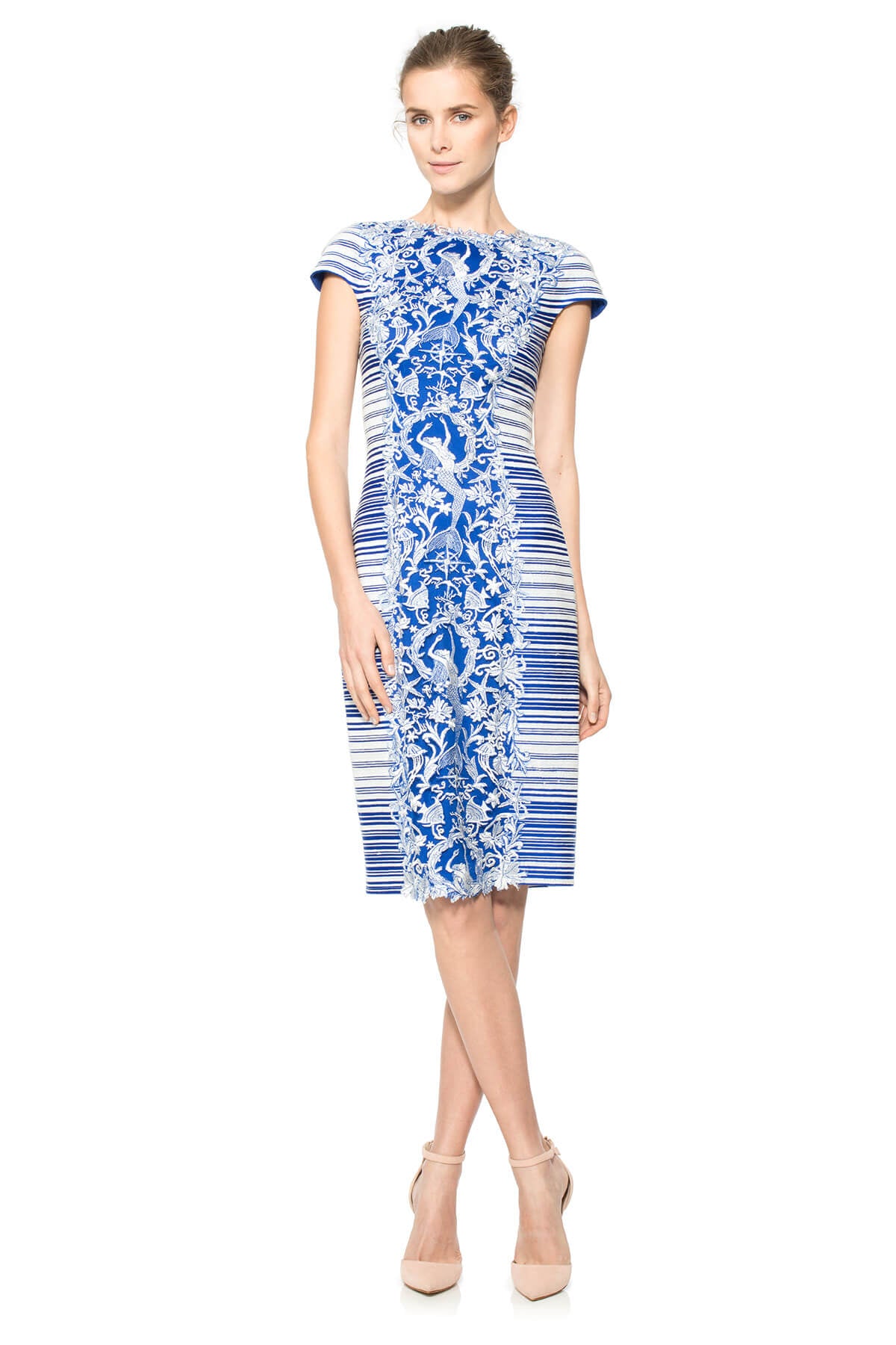 Mermaid Embroidered Panel Sheath Dress
