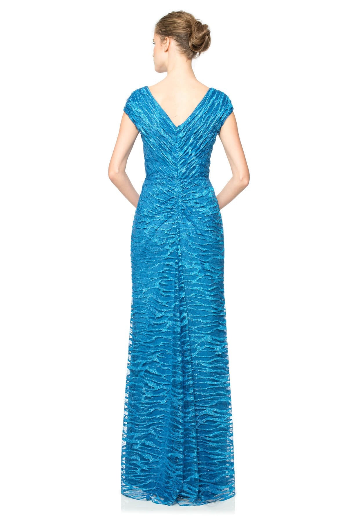 Water Embroidery on Tulle Draped Gown