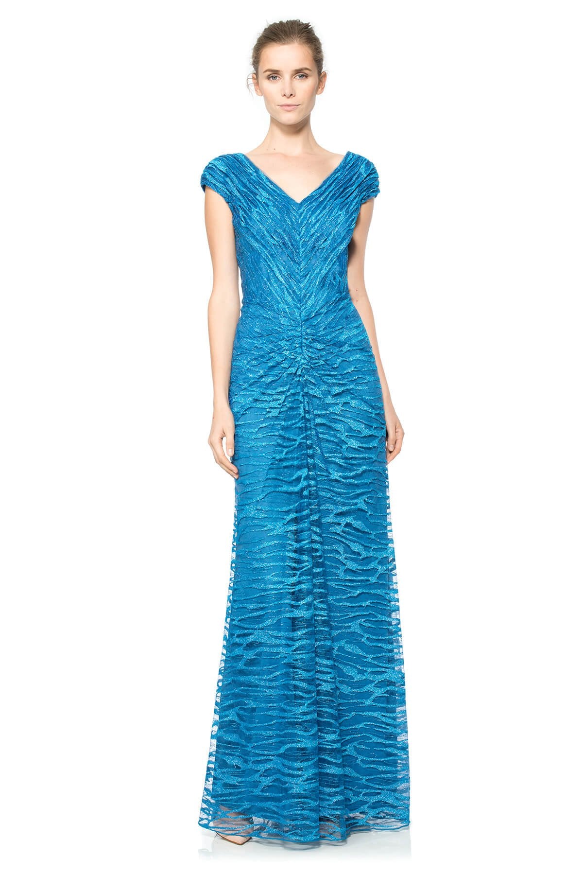 Water Embroidery on Tulle Draped Gown