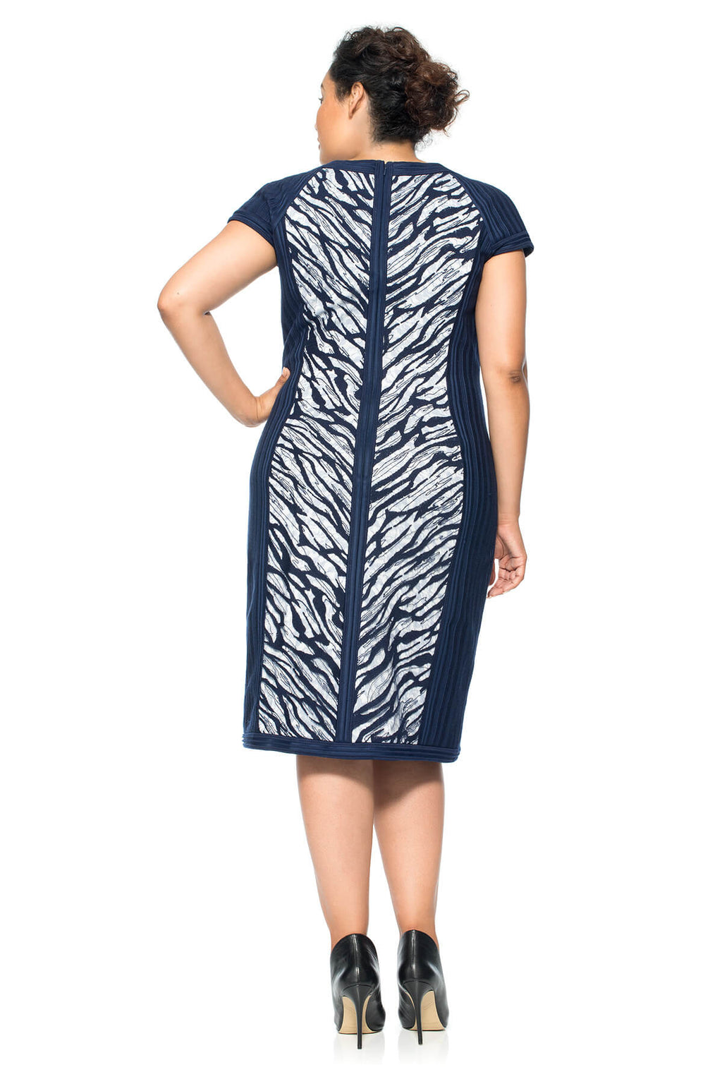 Embroidered Jersey Cap Sleeve Fitted Sheath - PLUS SIZE