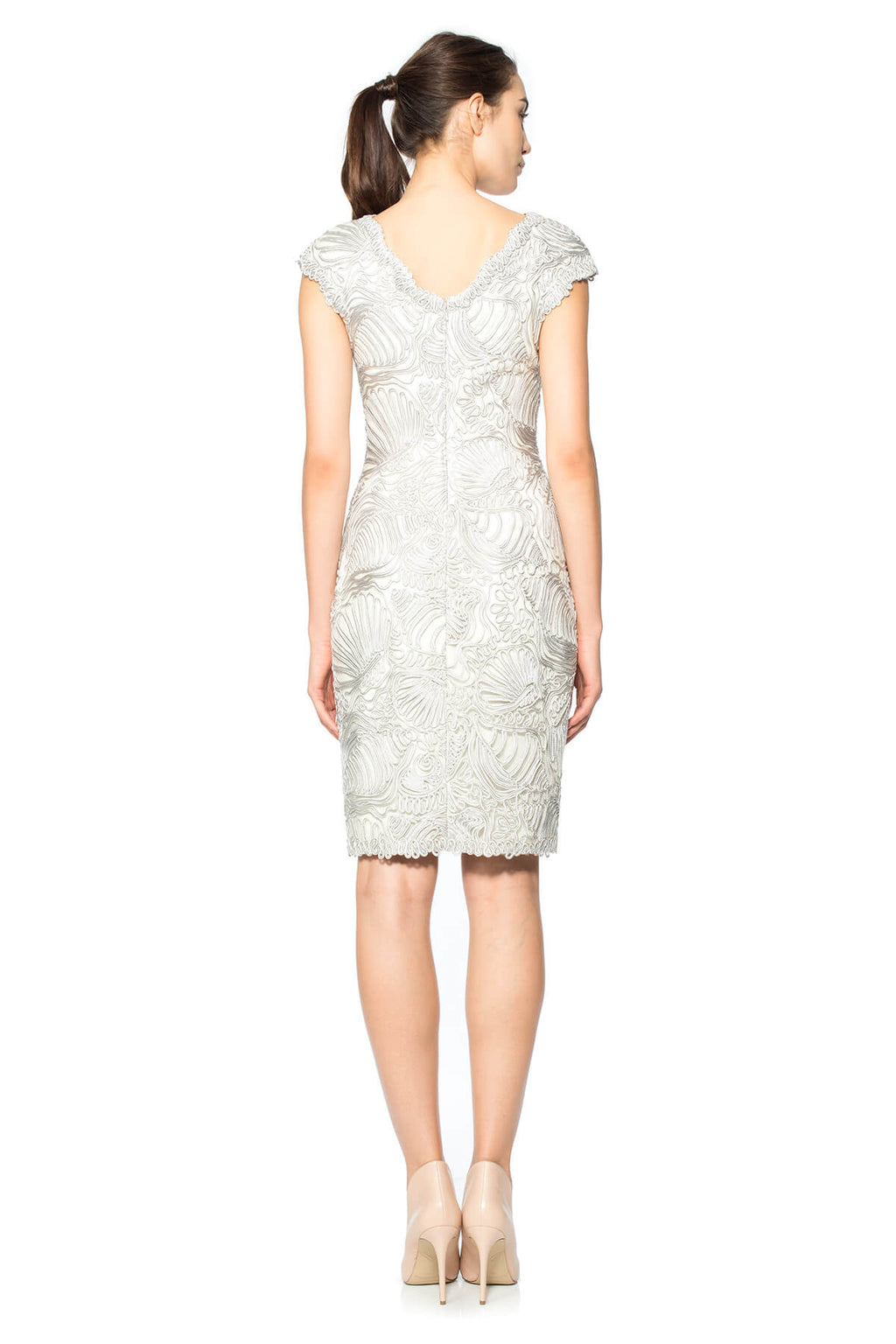 Passementerie Seashell Embroidered Tulle V-Neck Dress