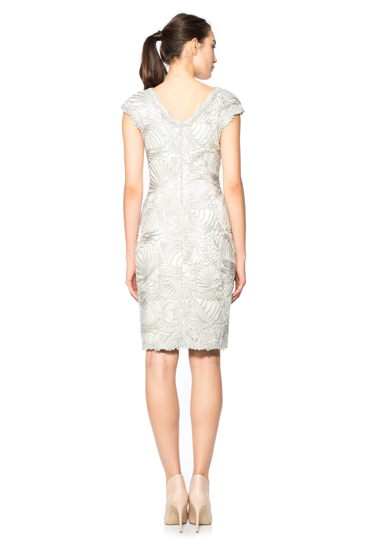Passementerie Seashell Embroidered Tulle V-Neck Dress