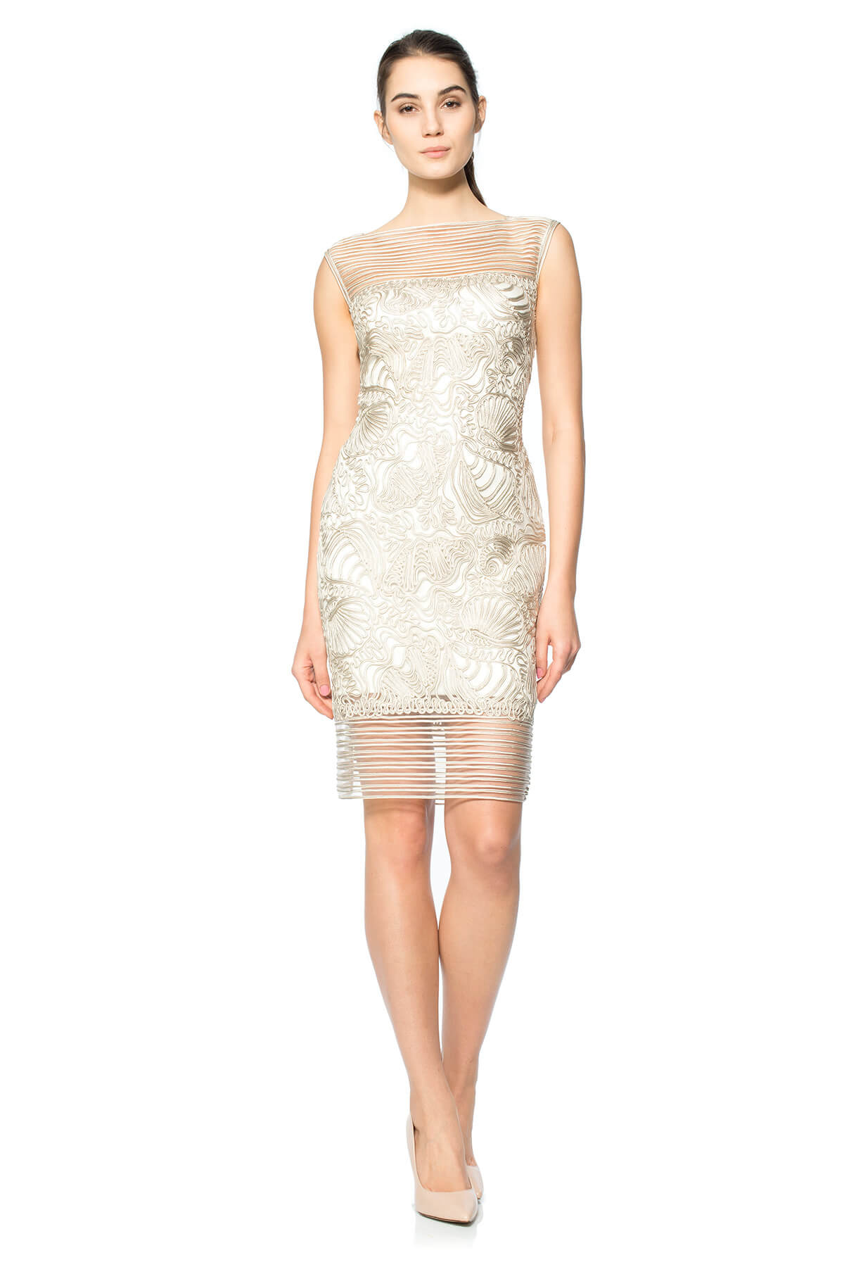 Passementerie Seashell Embroidered Tulle Sheath