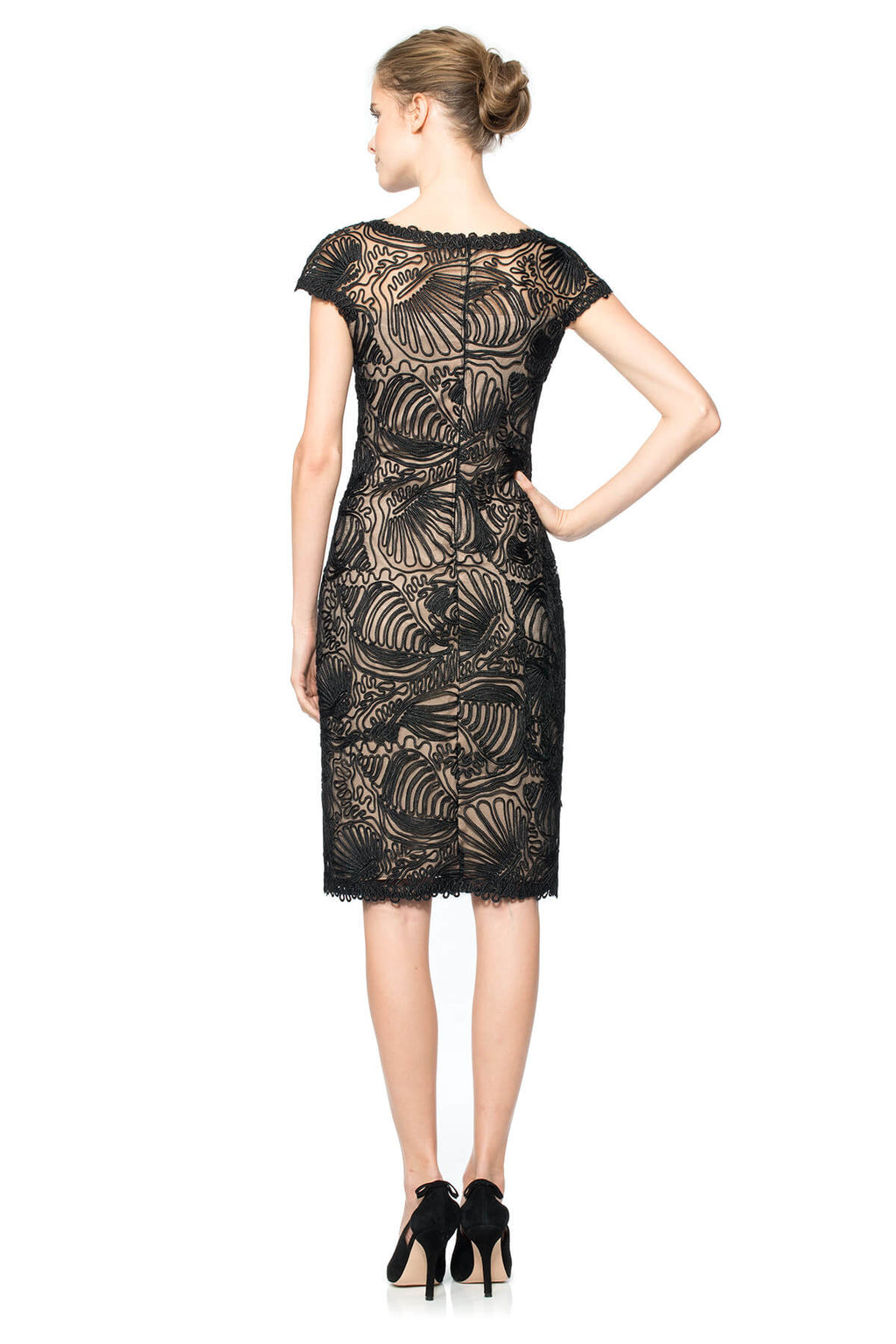 Passementerie Seashell Embroidered Tulle Cap Sleeve Dress