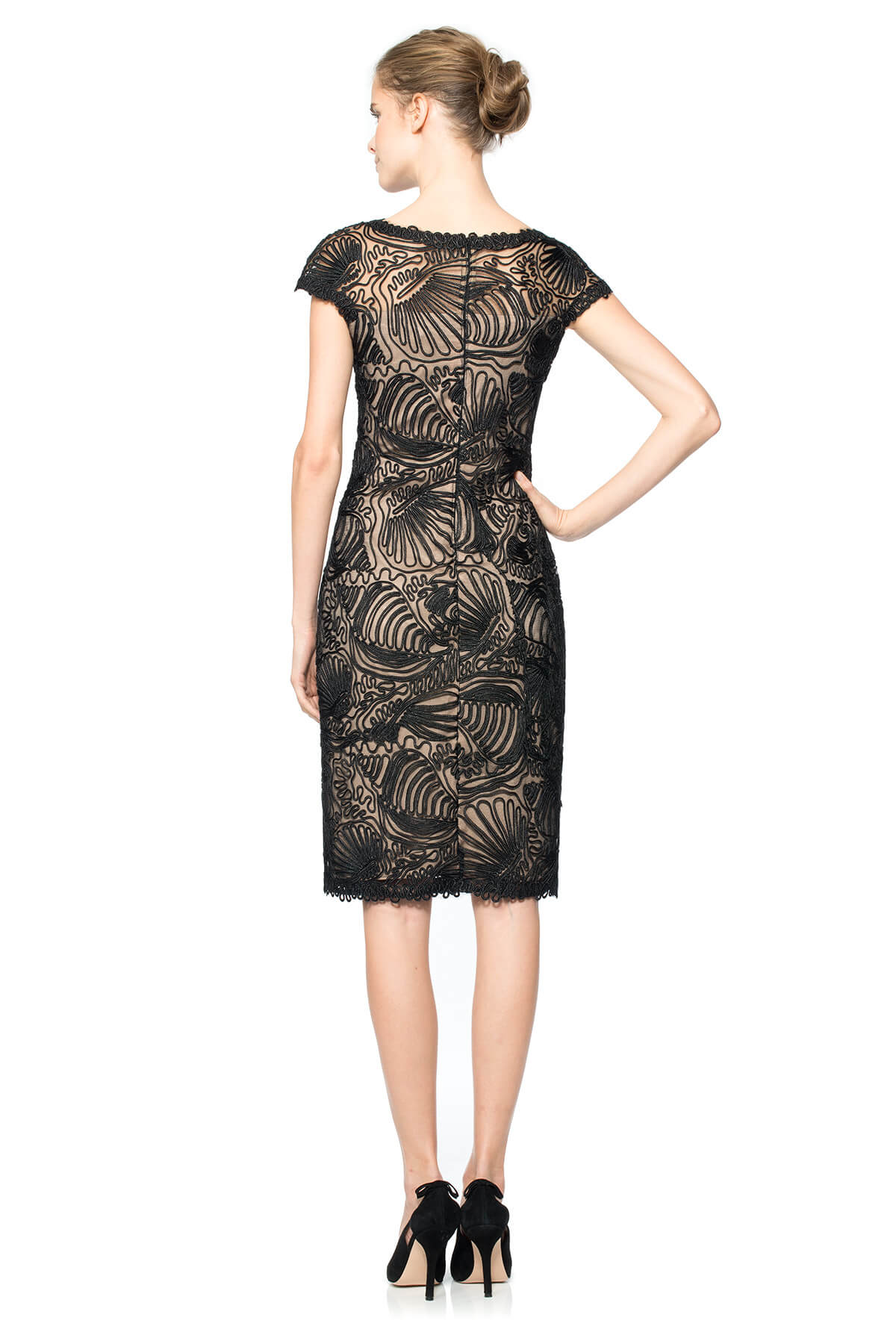 Passementerie Seashell Embroidered Tulle Cap Sleeve Dress