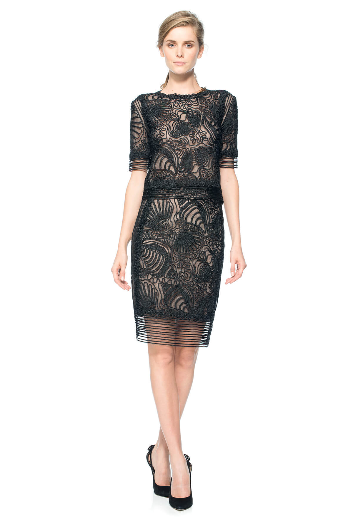 Passementerie Seashell Embroidered Tulle Top
