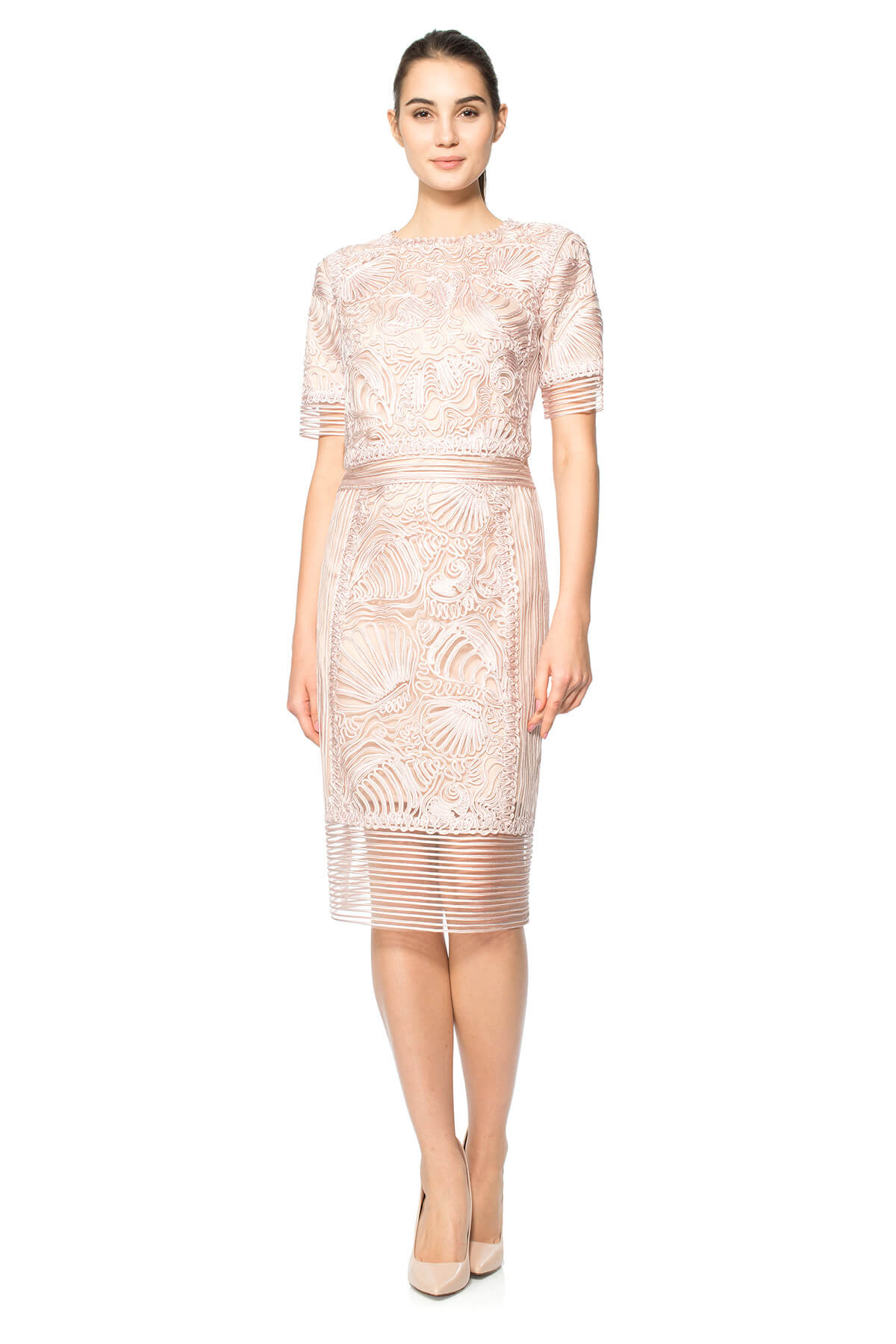 Passementerie Seashell Embroidered Tulle Top