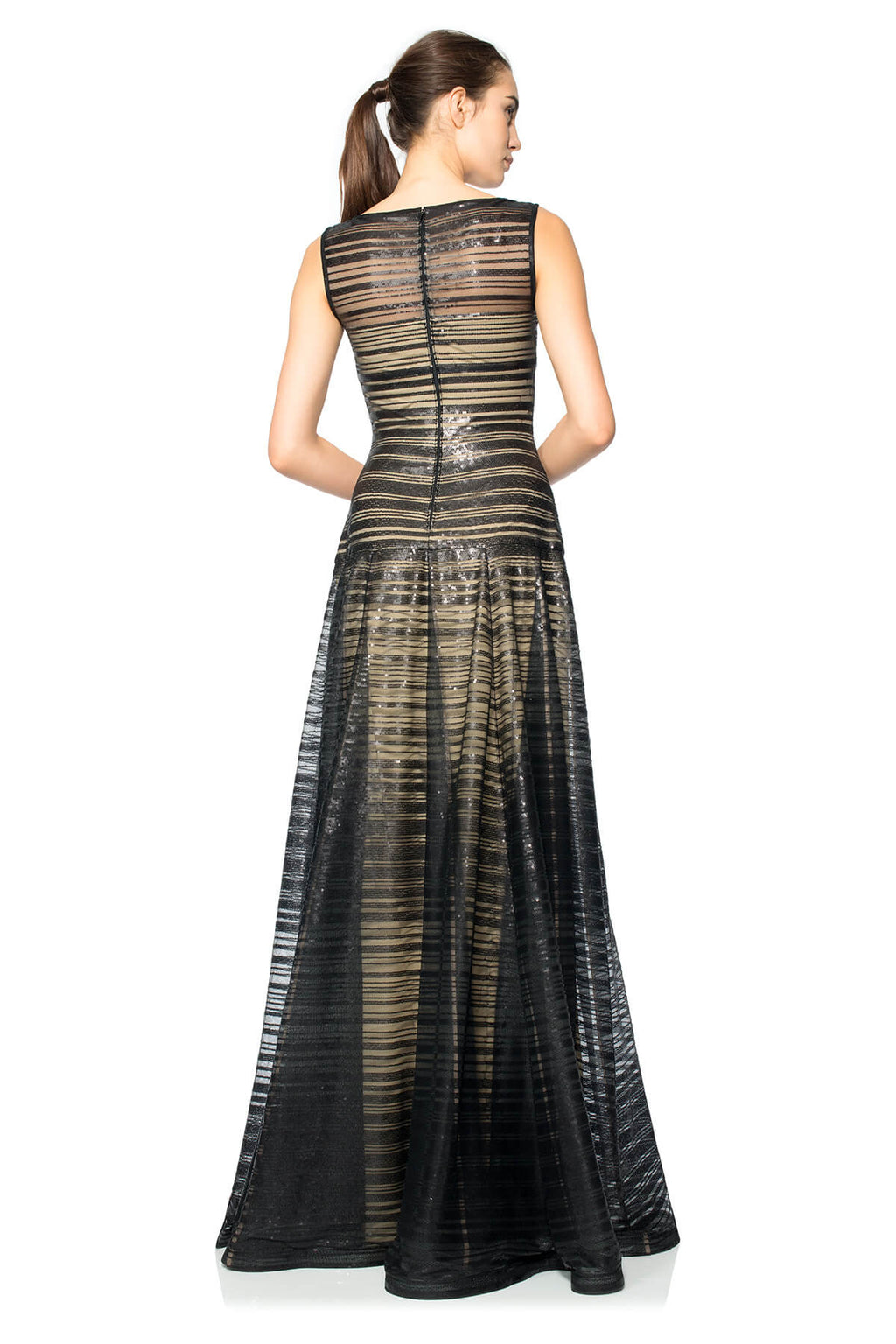 Sequin Embroidered Striped Gown