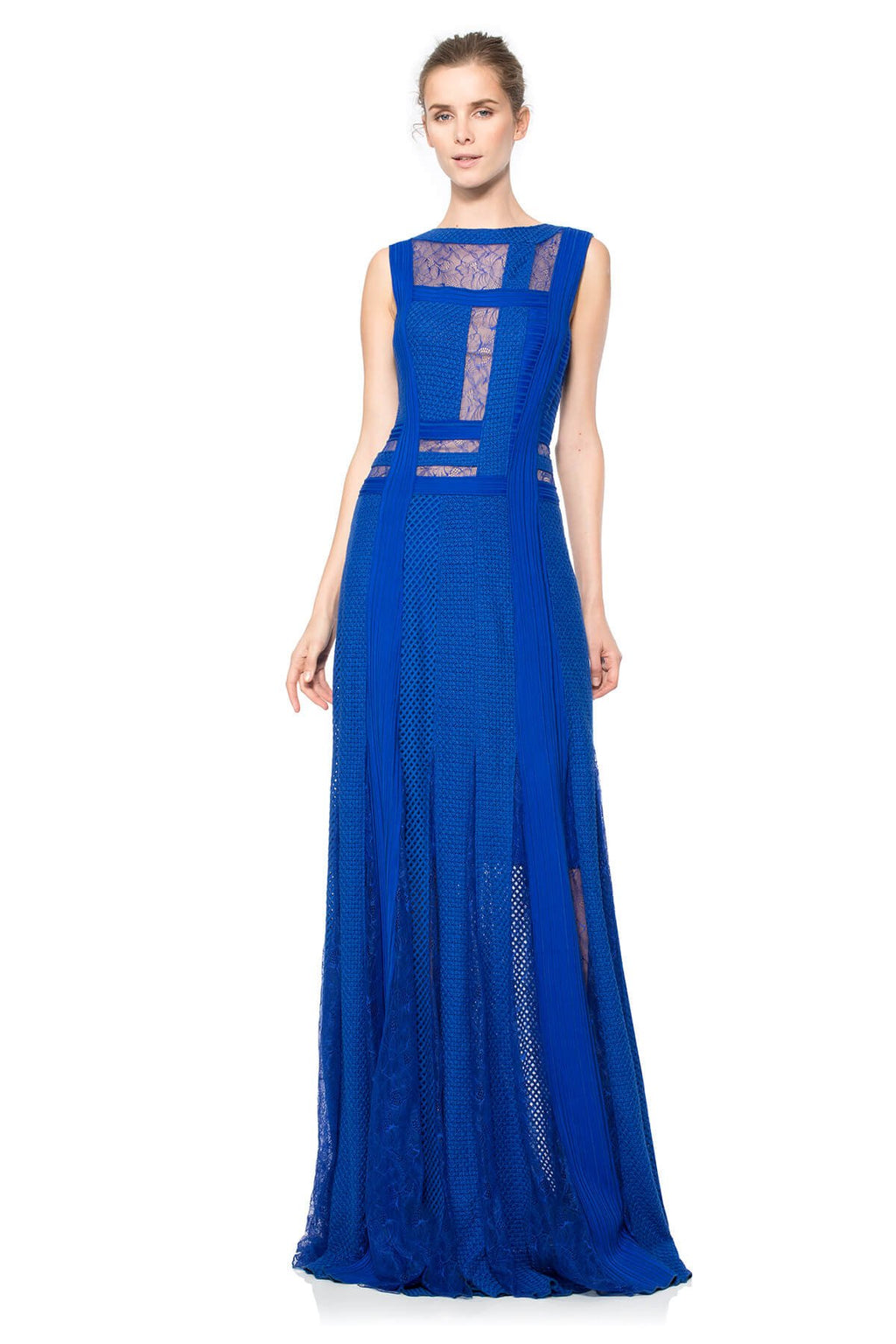 Lace and Crochet Collage Gown with Inset Detail