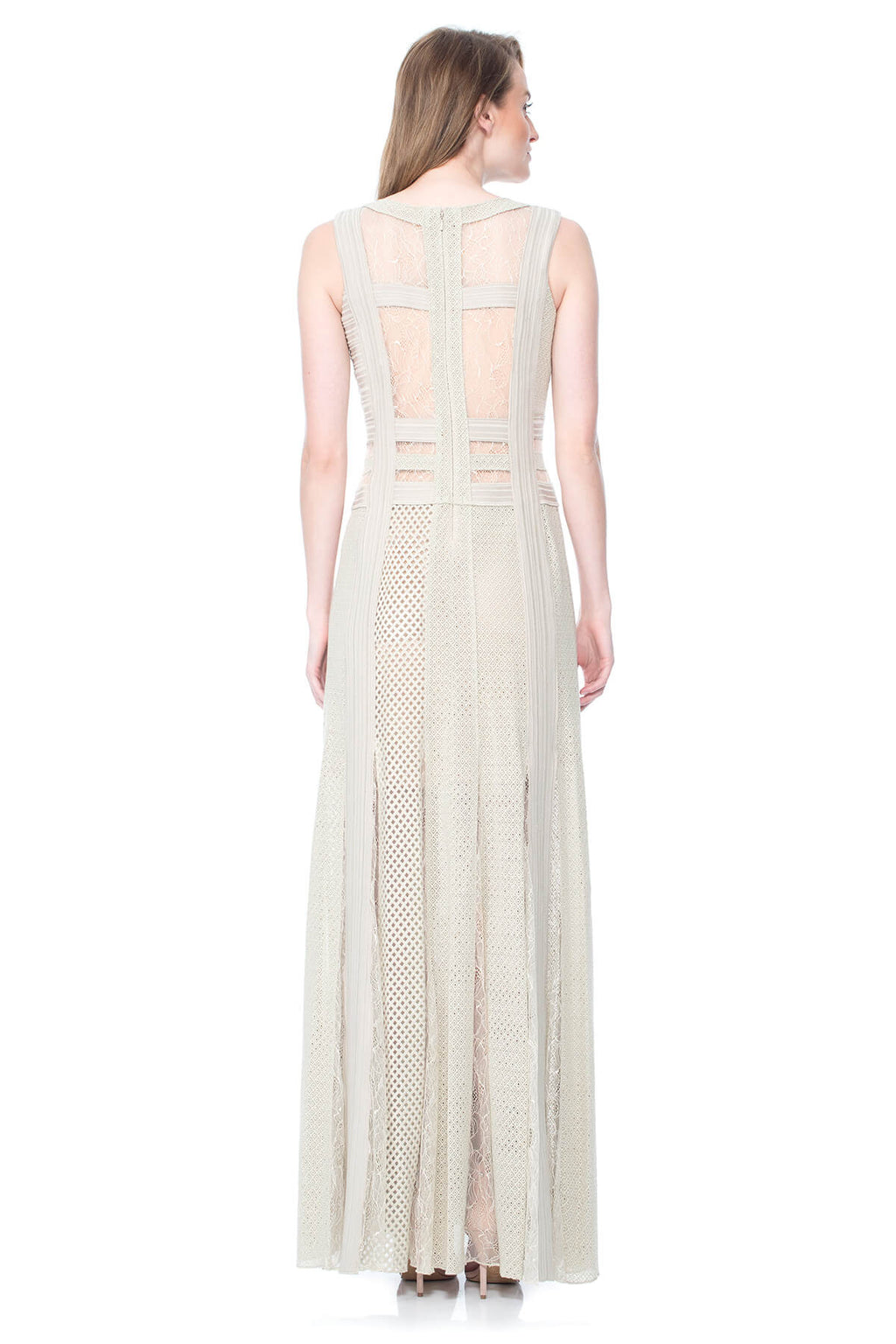 Lace and Crochet Collage Gown with Inset Detail