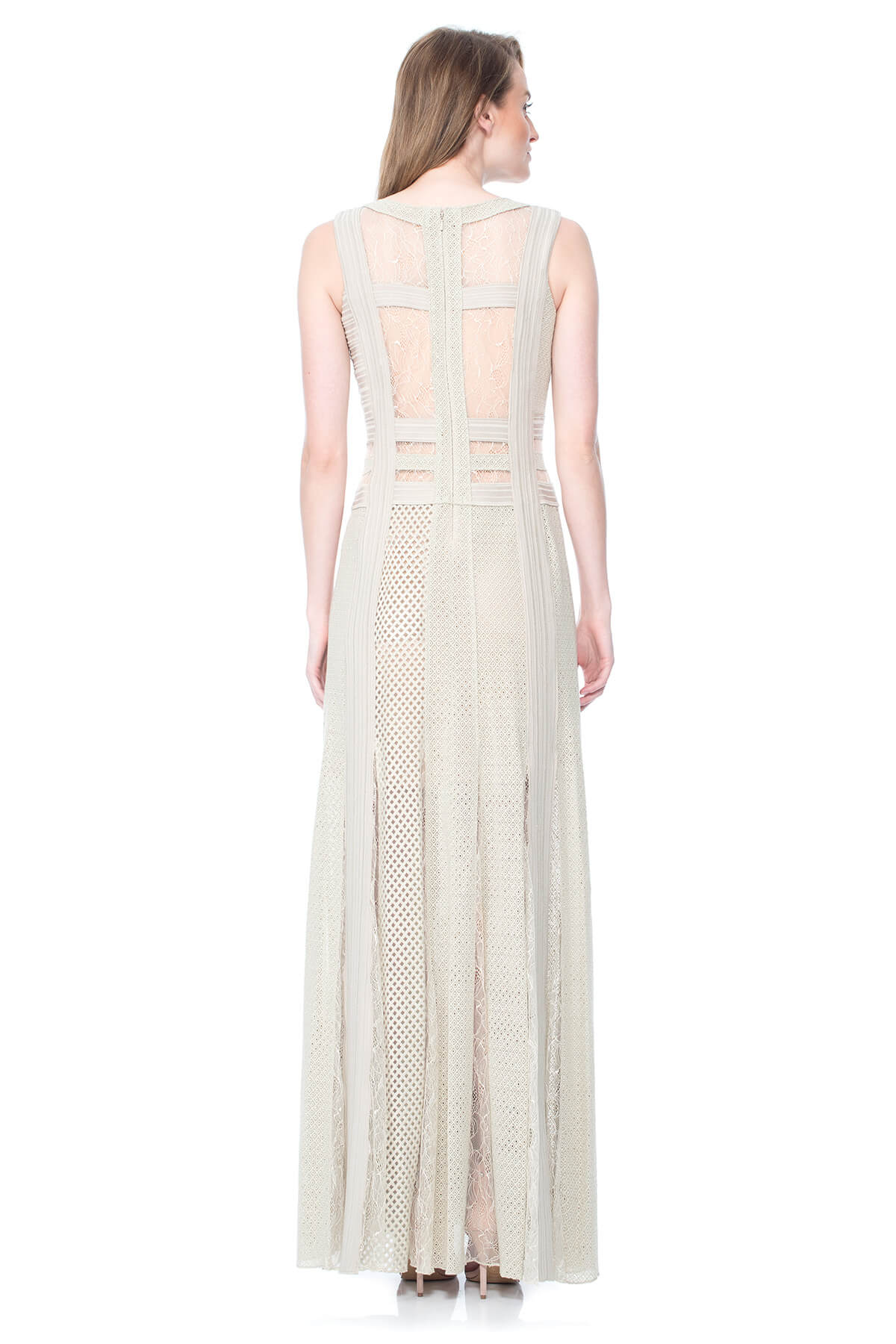 Lace and Crochet Collage Gown with Inset Detail