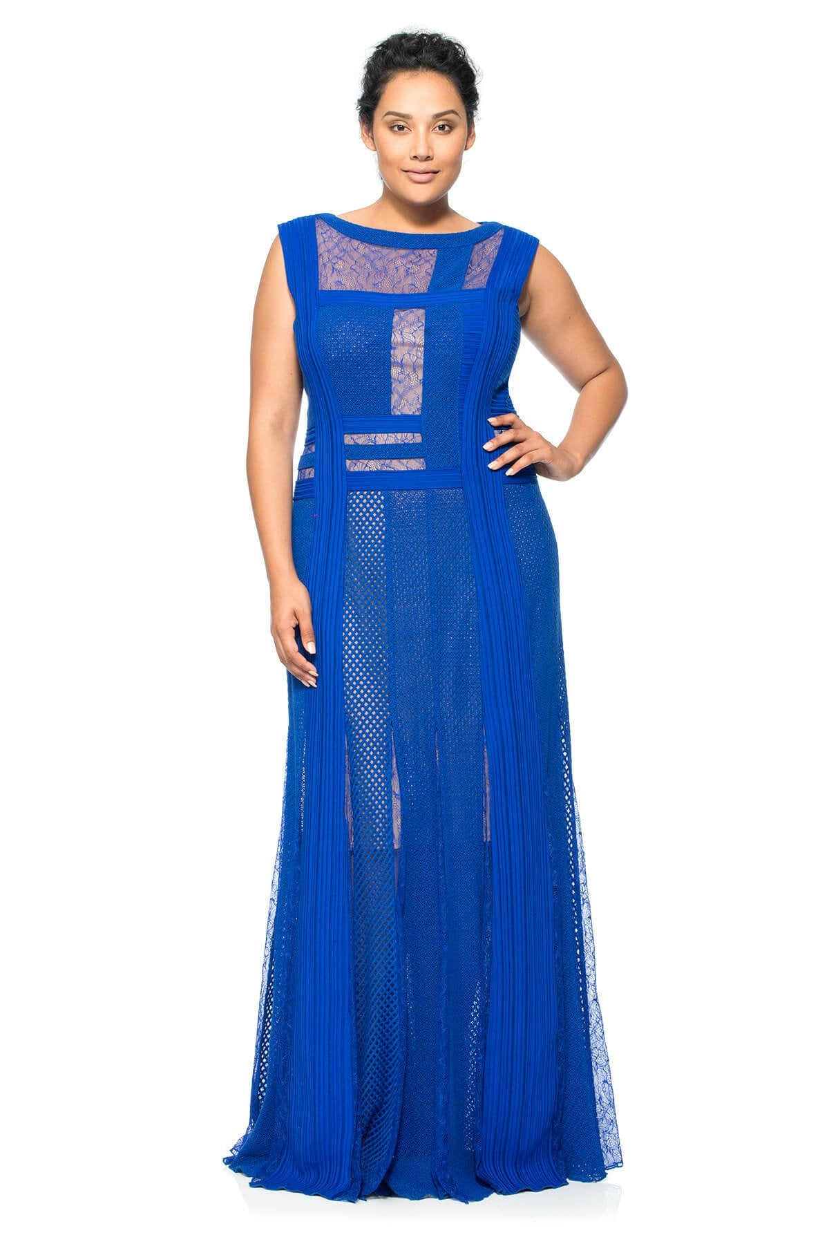 Lace and Crochet Collage Gown with Inset Detail - PLUS SIZE