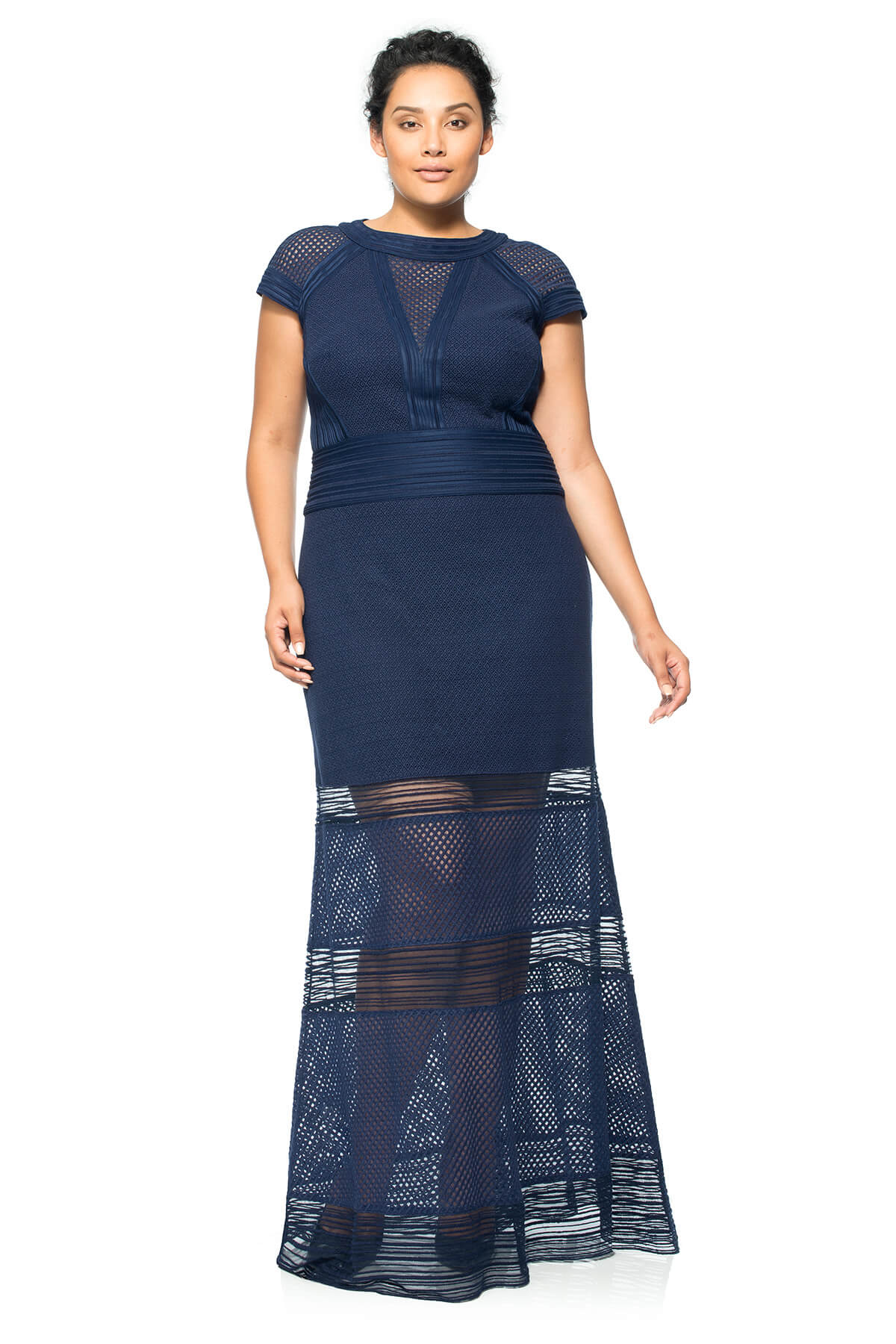 Crochet and Embroidered Knit Collage Cap Sleeve Dress - PLUS SIZE