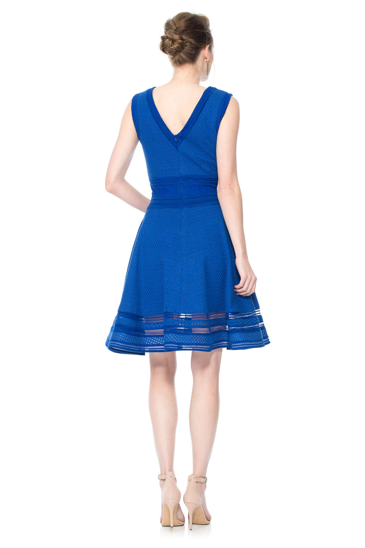 Crochet and Embroidered Knit Collage V-Neck Dress