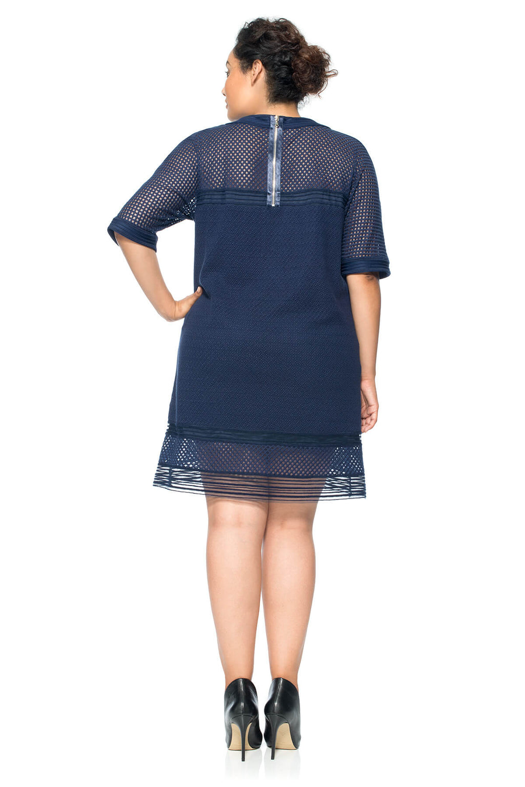 Crochet Collage Short Sleeve Mini with Illusion Detail - PLUS SIZE