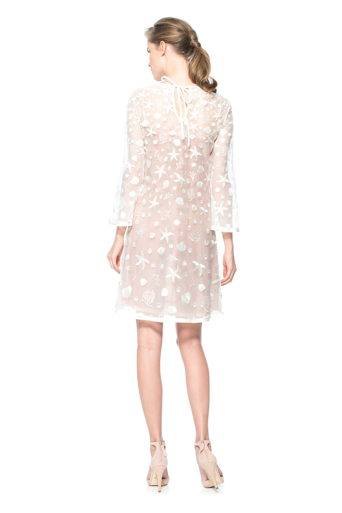 Tadashi Shoji - Startfish Embroidered Tulle 3/4 Sleeve Dress