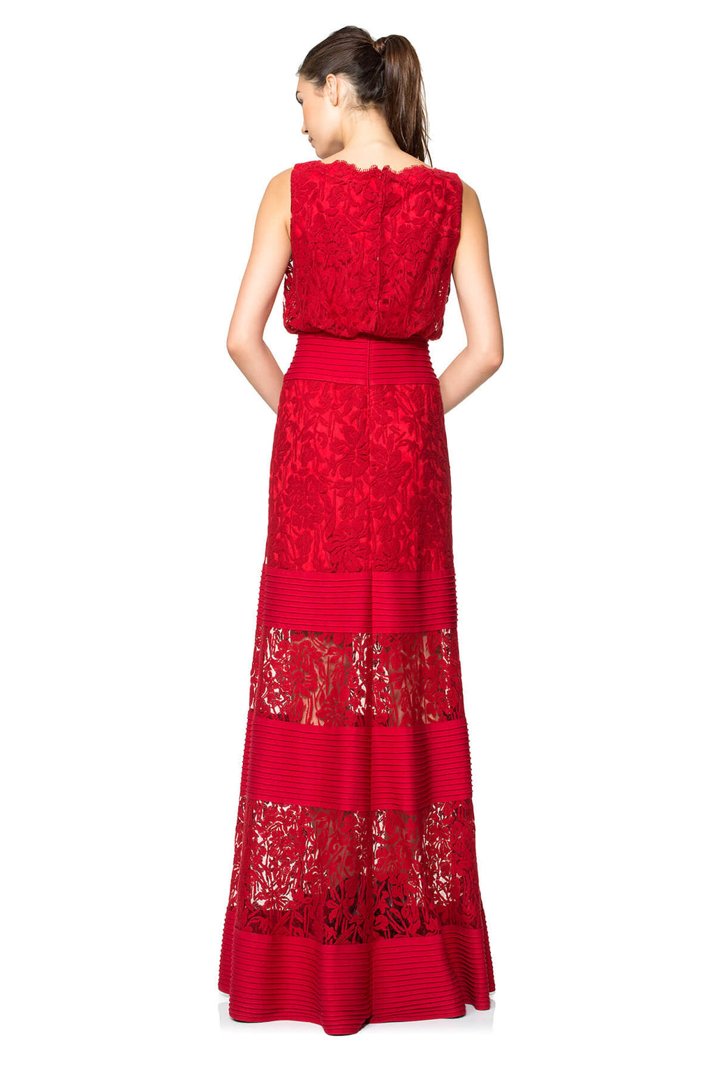 Embroidered Lace Blouson Waist Gown