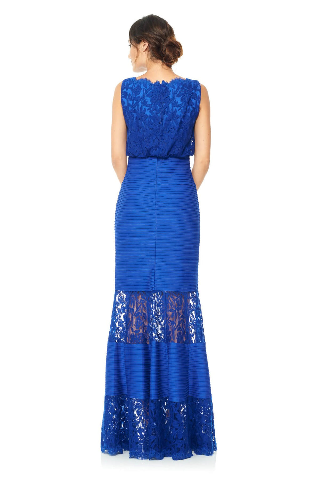 Tadashi Shoji - Embroidered Lace Blouson Waist Gown