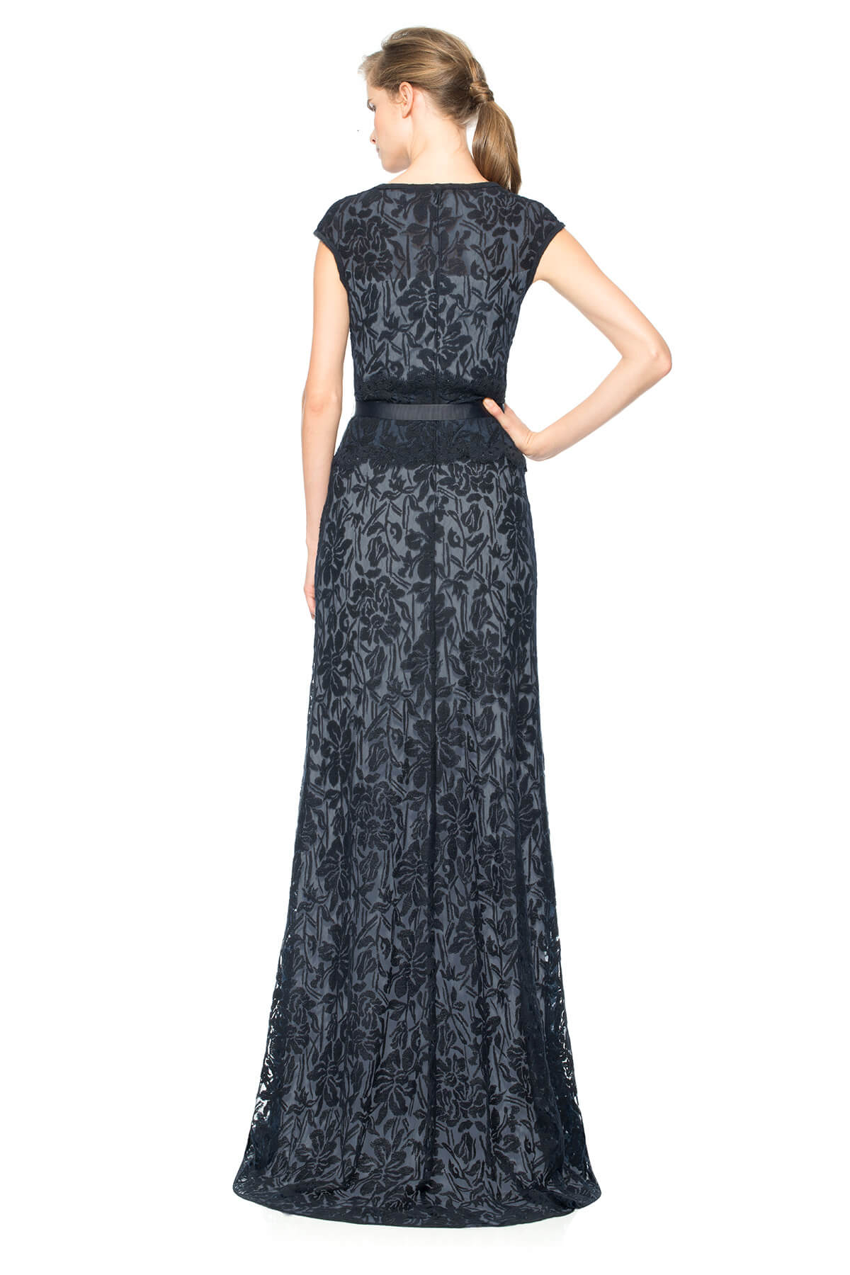 Contrast Lace Waist Gown