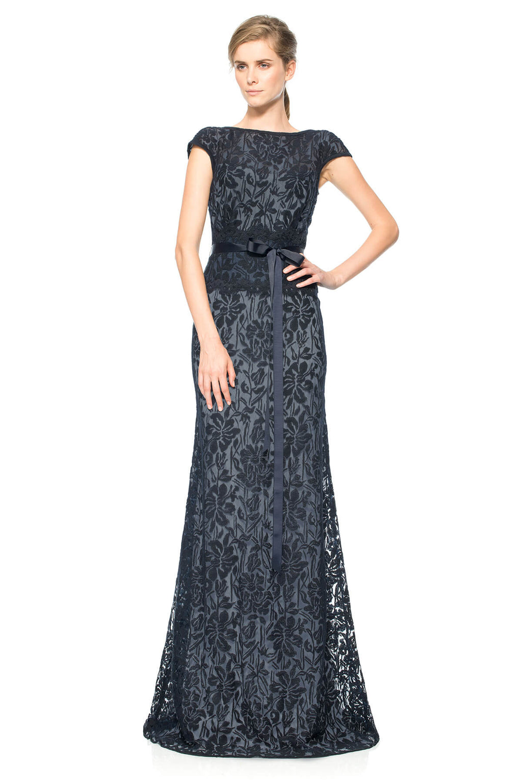 Contrast Lace Waist Gown