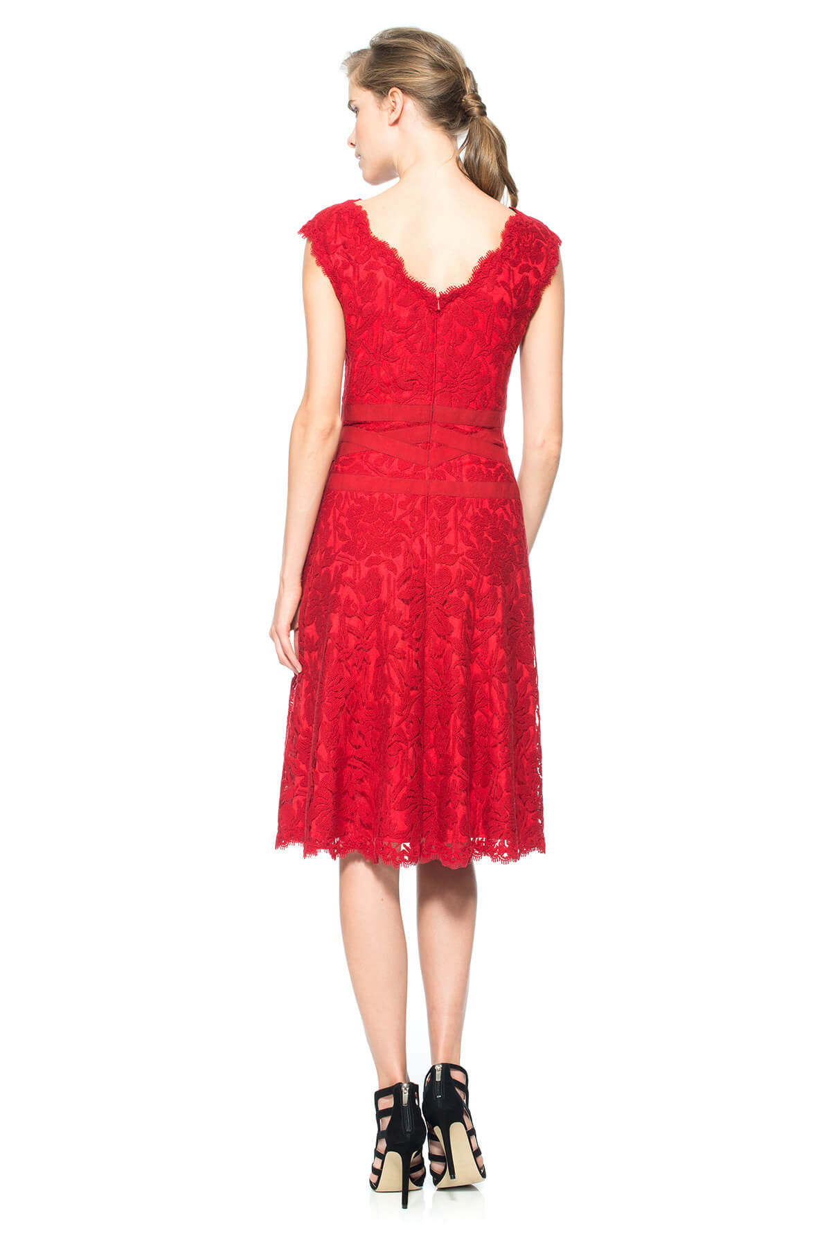 Embroidered Lace V-Neck A-Line Dress