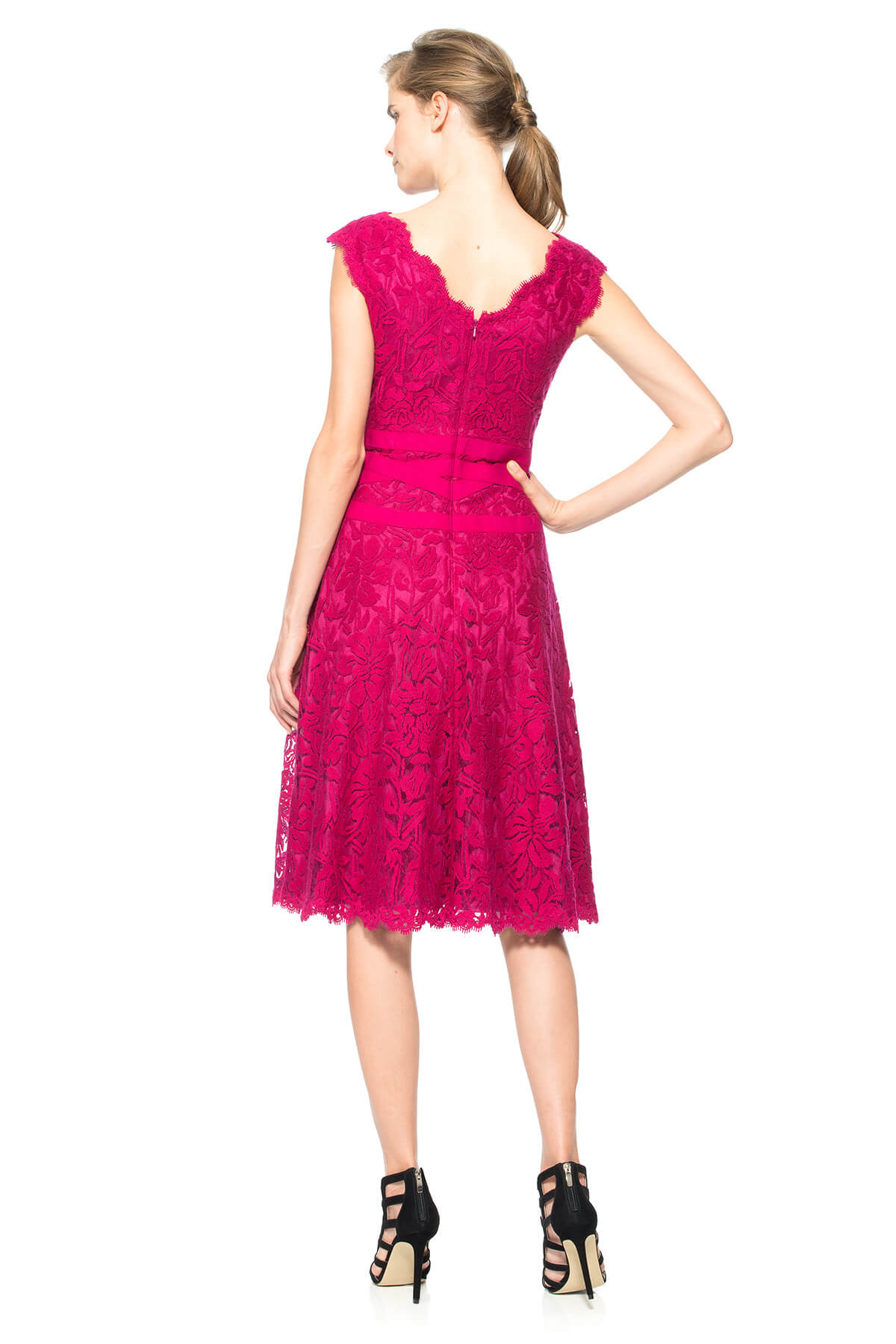 Embroidered Lace V-Neck A-Line Dress