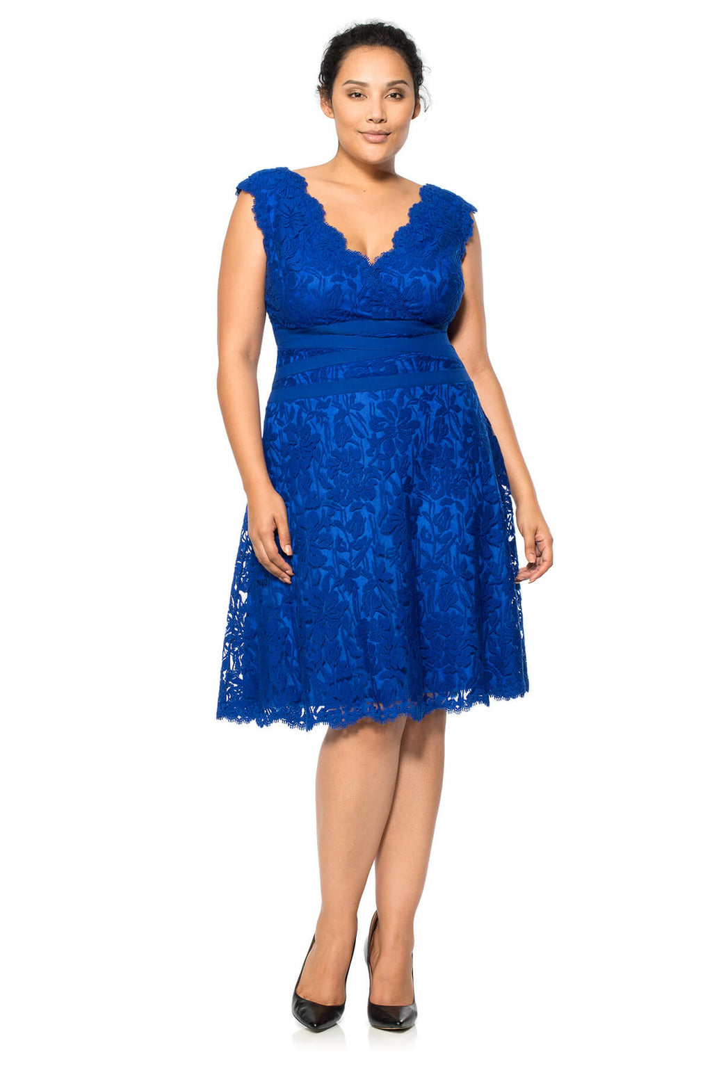 Tadashi Shoji Plus Size - Embroidered Lace V-Neck A-Line Dress