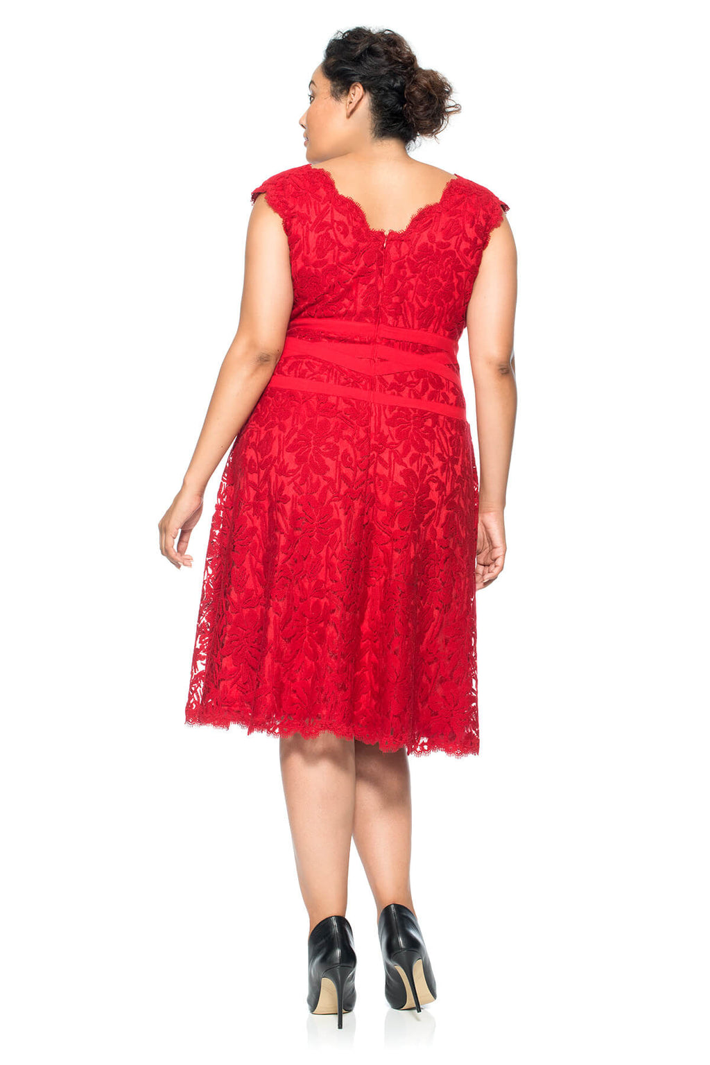 Embroidered Lace V-Neck A-Line Dress - PLUS SIZE