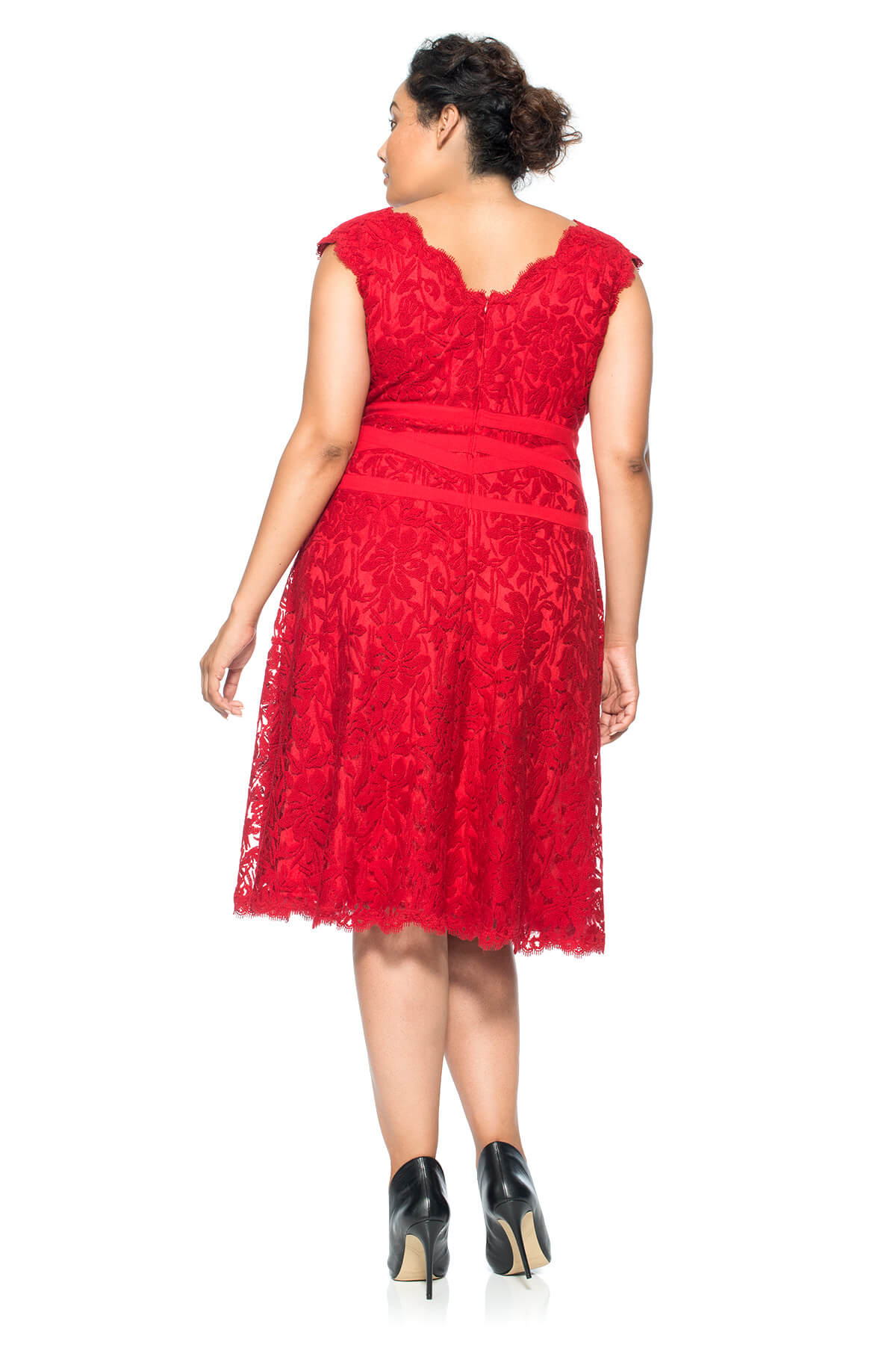 Embroidered Lace V-Neck A-Line Dress - PLUS SIZE