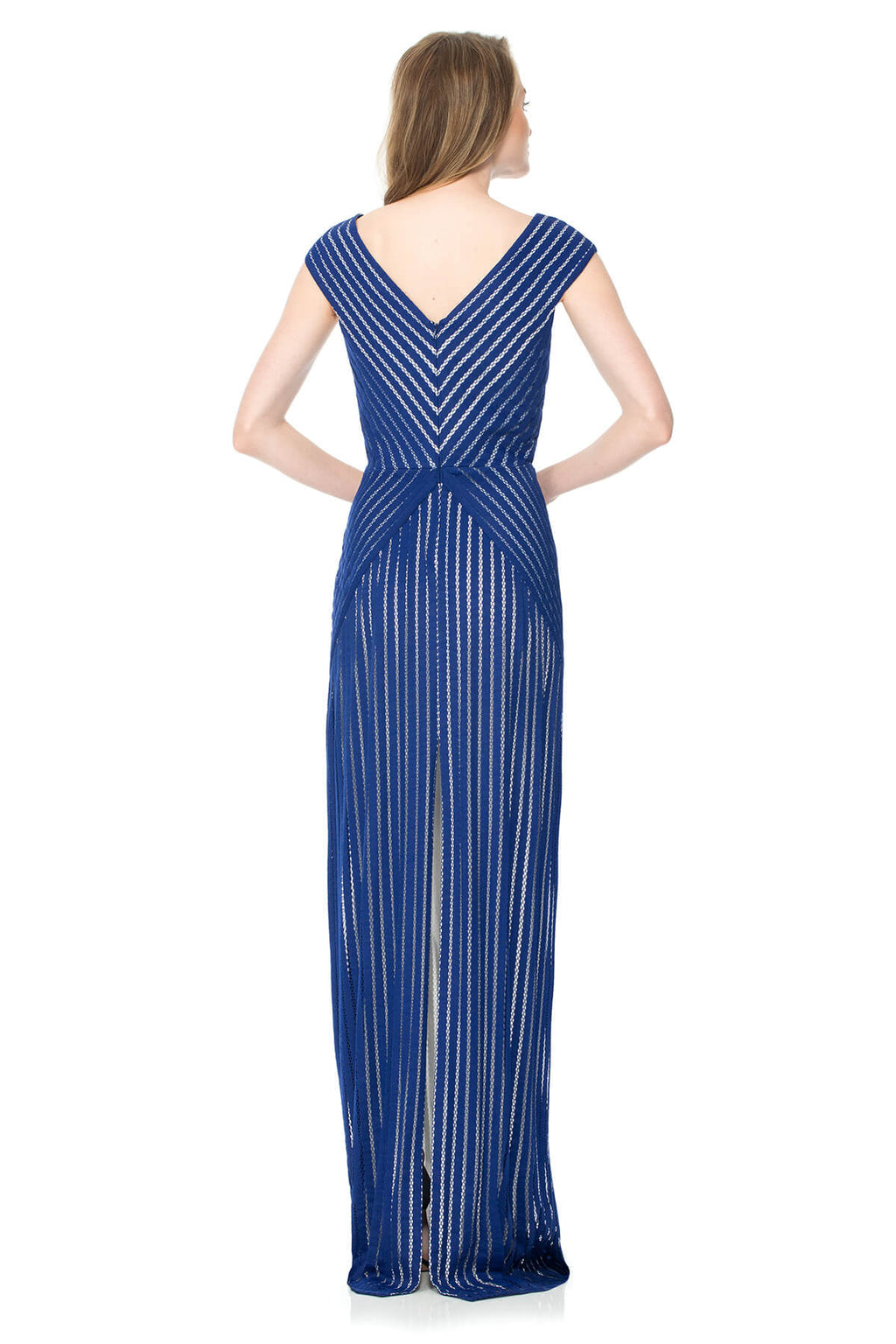 Stripe Knit V-Neck Gown