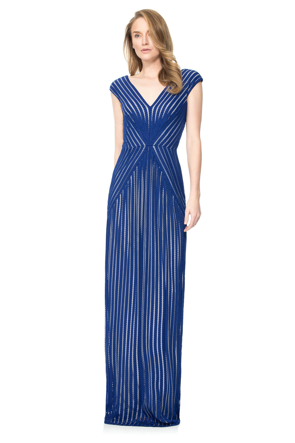 Stripe Knit V-Neck Gown