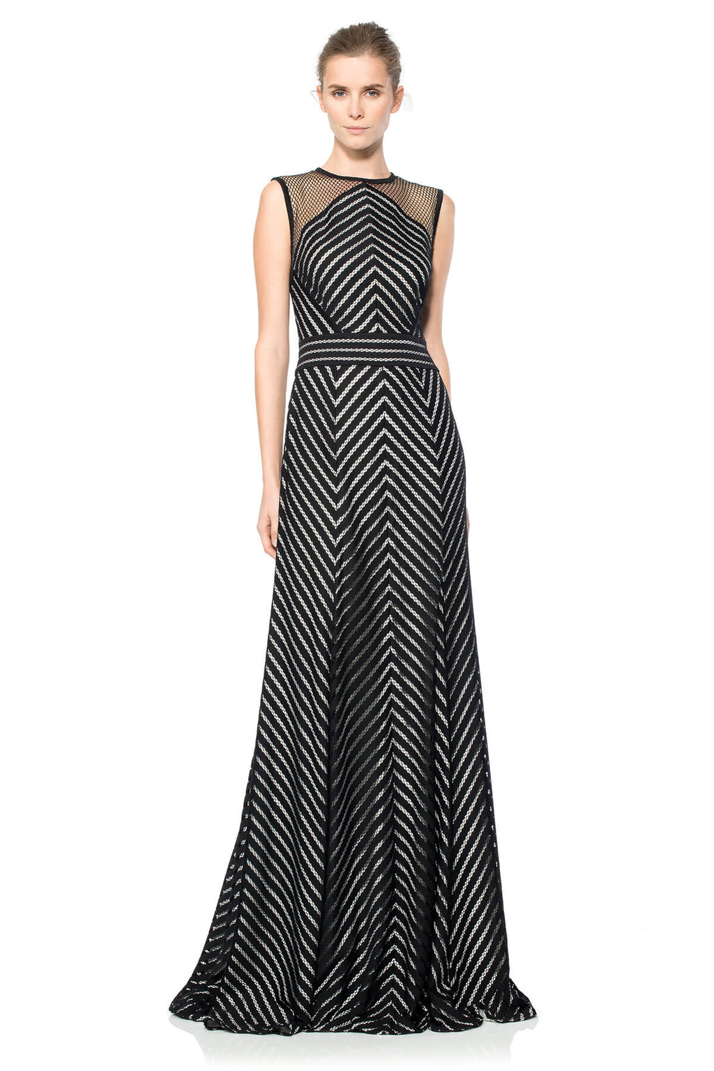 Stripe Knit Chevron Gown