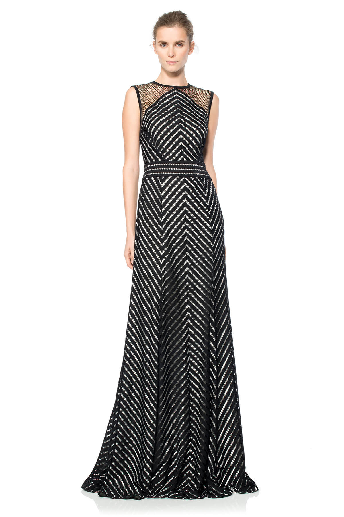 Stripe Knit Chevron Gown
