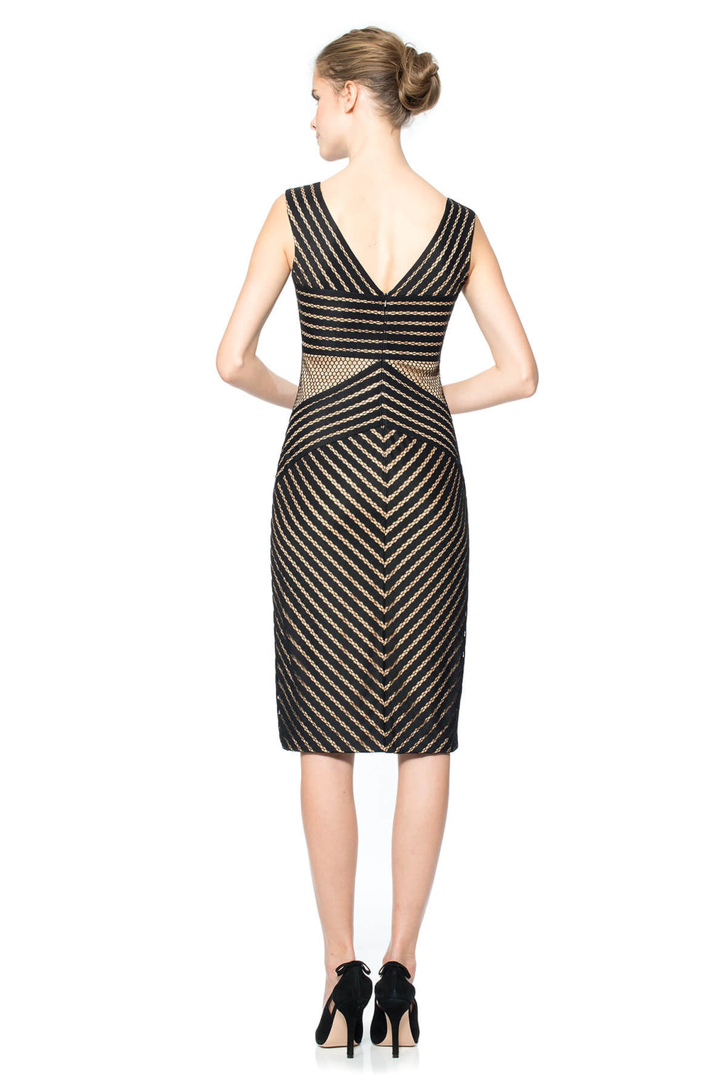 Stripe Knit V-Neck Dress